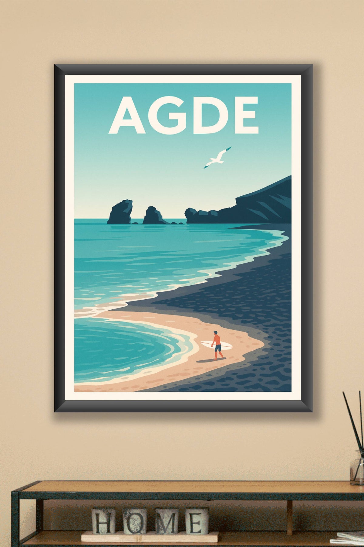 Affiche de Agde - Le charme naturel de la plage et de ses rochers