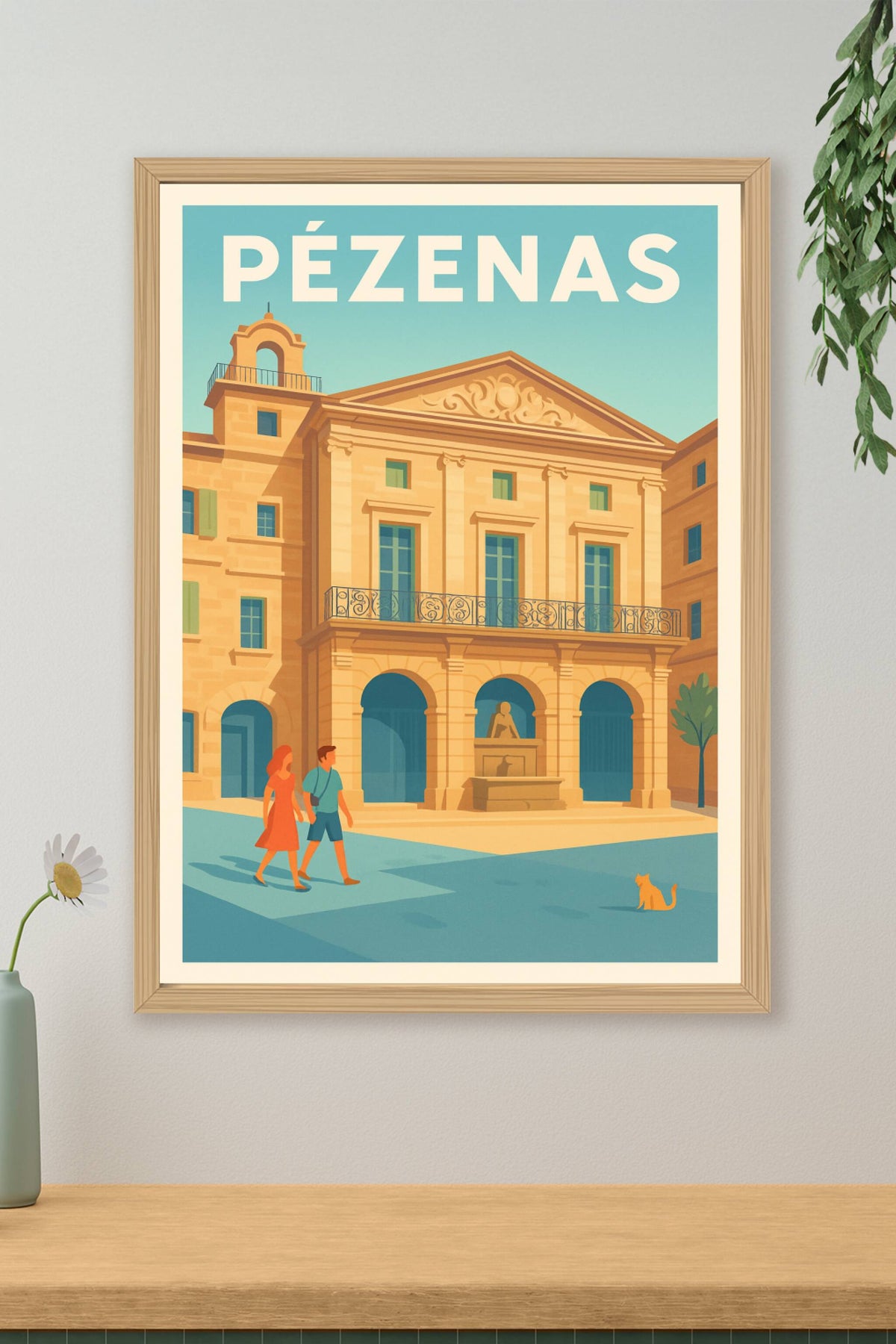 Affiche de Pézenas - Charme et douceur d’une place ensoleillée