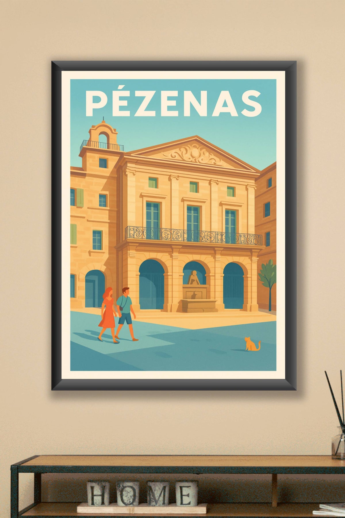 Affiche de Pézenas - Charme et douceur d’une place ensoleillée