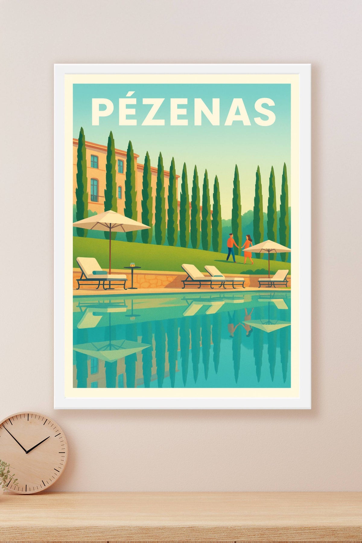 Affiche de Pézenas - L'art de vivre au bord de la piscine