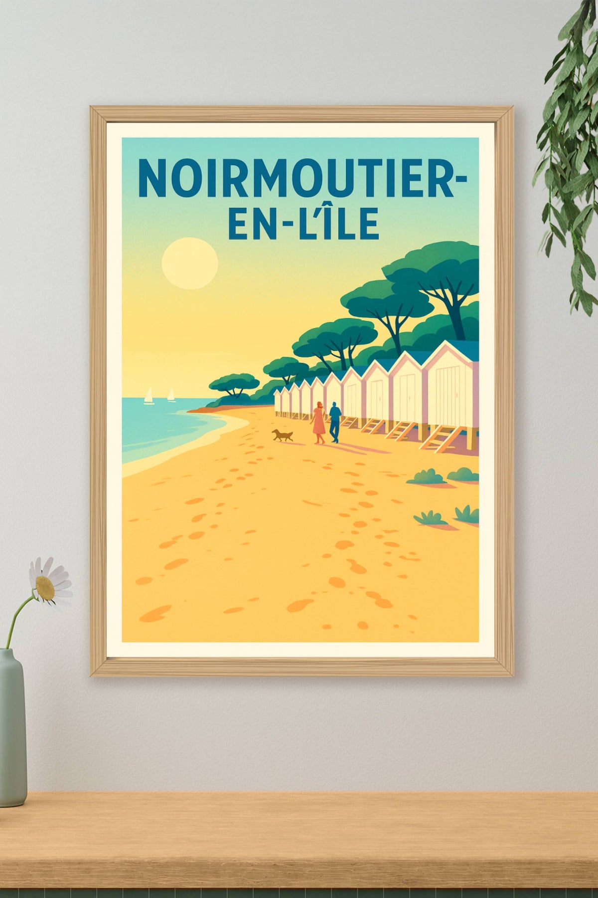 Affiche de Noirmoutier-en-l'Île - Promenade au bord de la plage