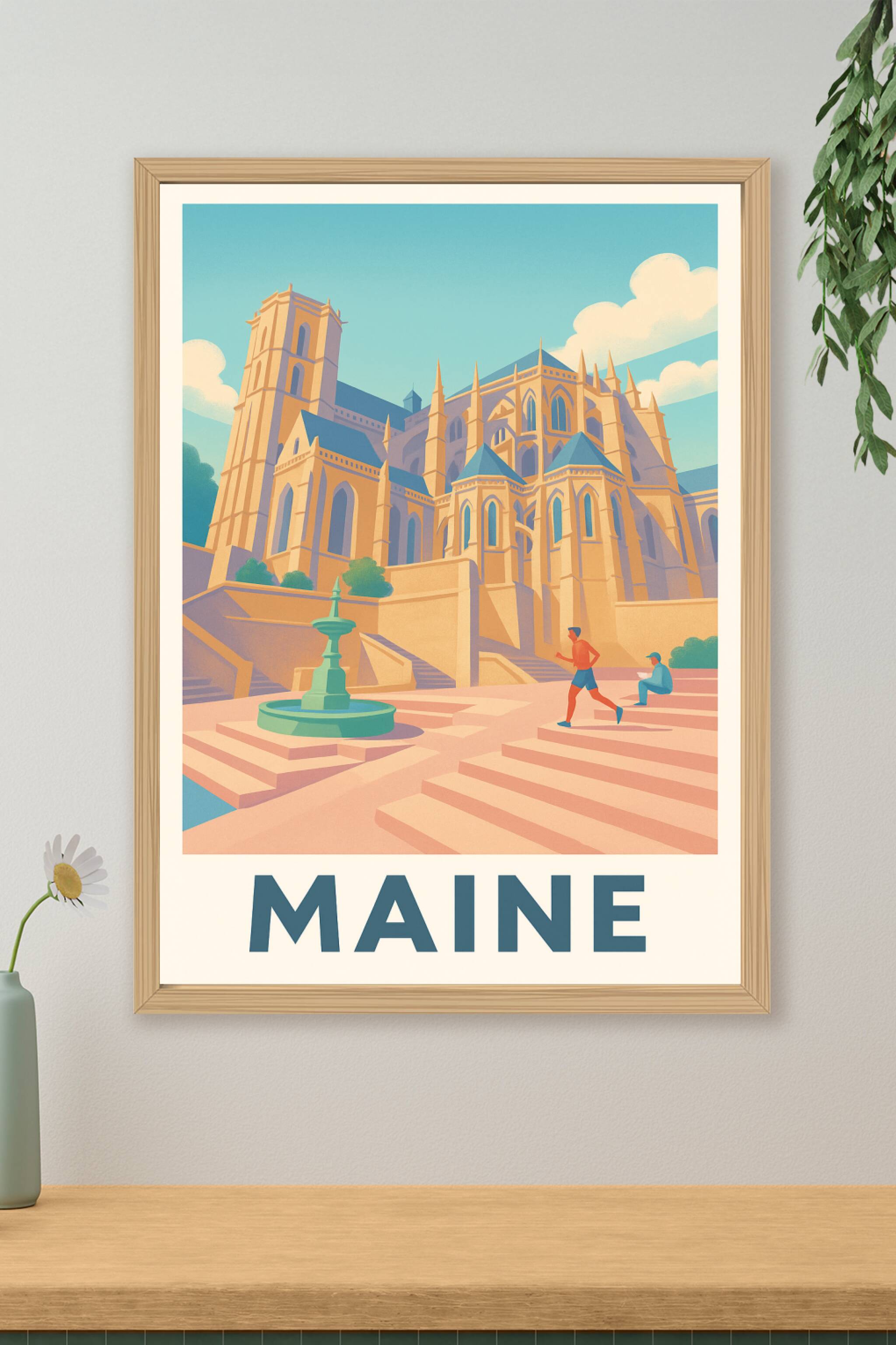 Affiche Maine — Une balade paisible au cœur de la cathédrale · poster d'art de Maine