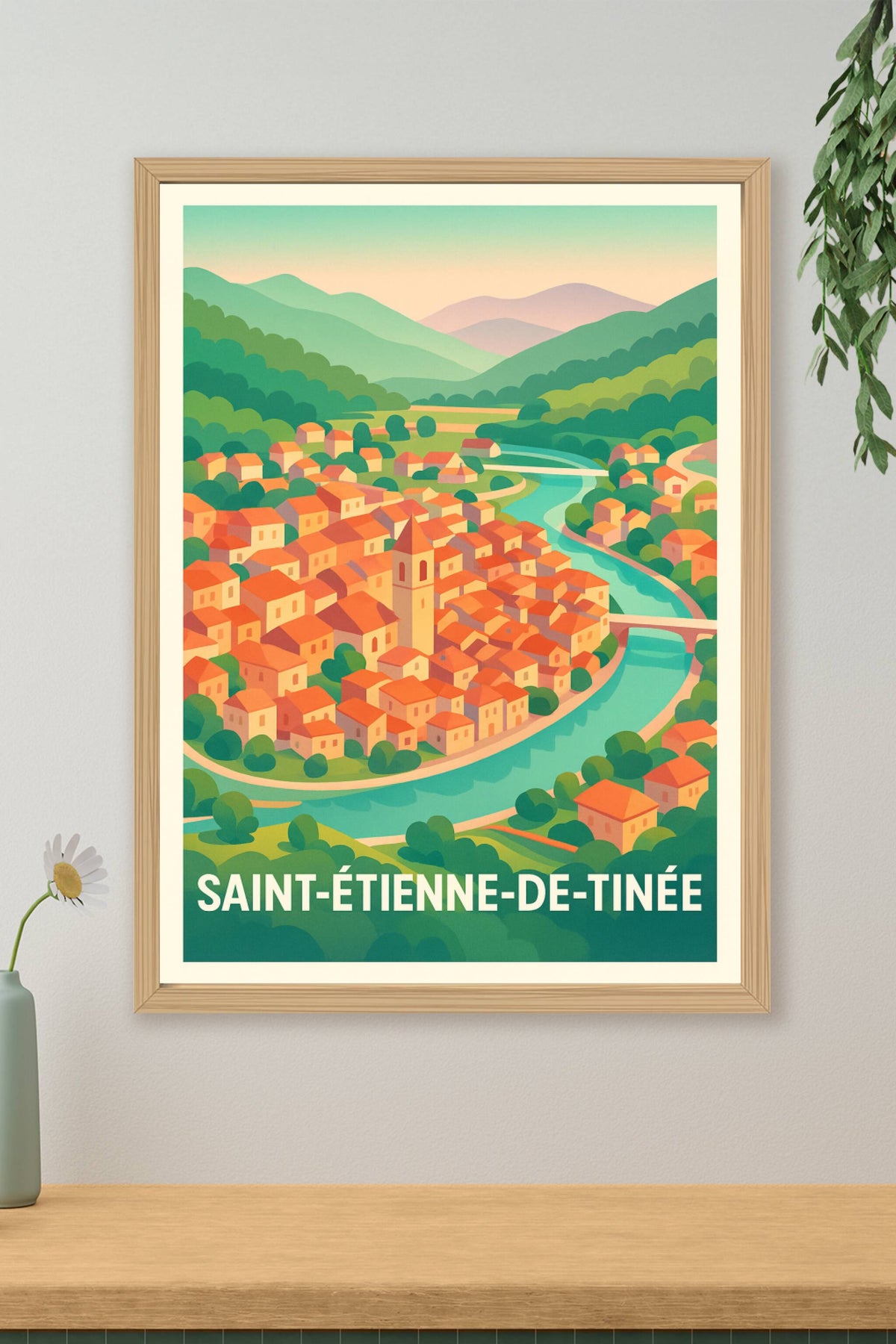 Affiche Saint-Étienne-de-Tinée — Charme authentique en vallée alpine · poster d'art de Saint-Étienne-de-Tinée