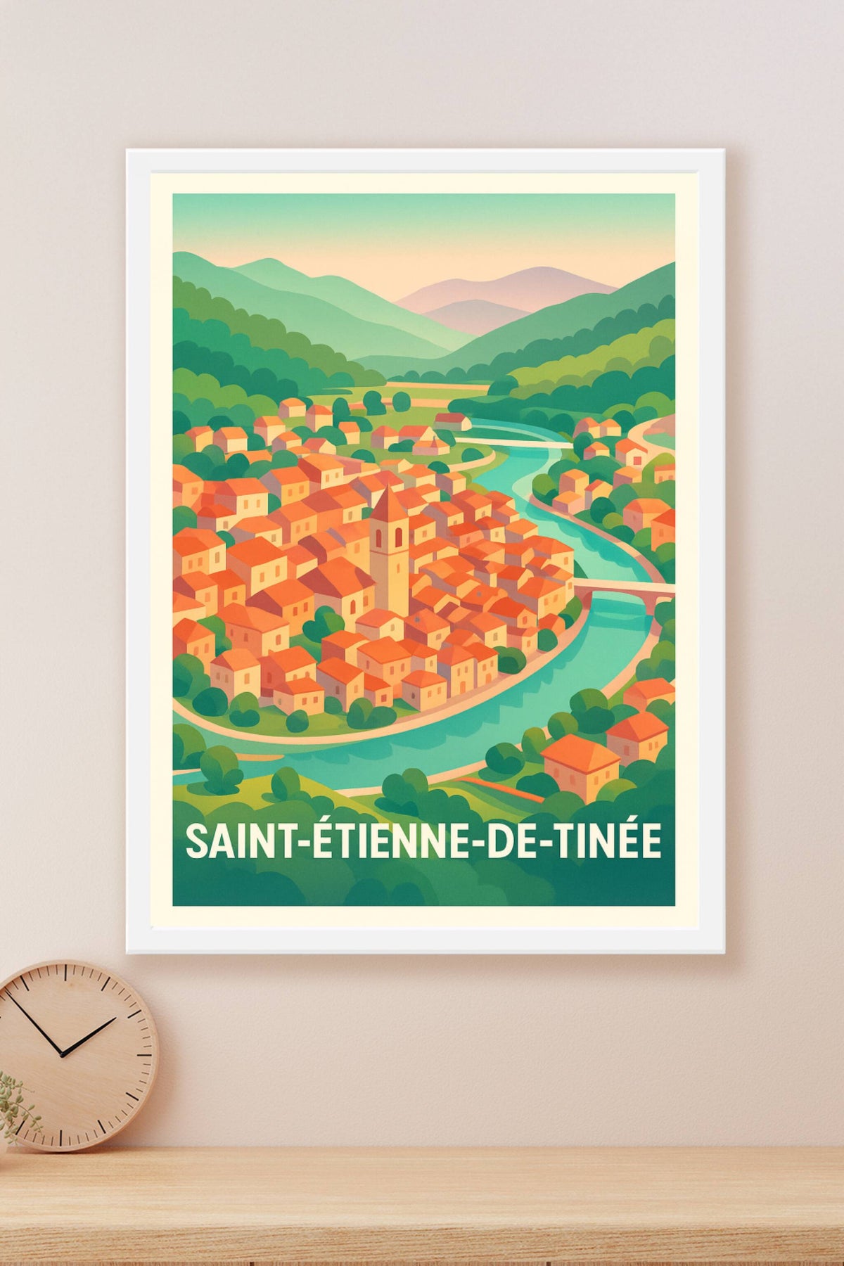 Affiche Saint-Étienne-de-Tinée — Charme authentique en vallée alpine · poster d'art de Saint-Étienne-de-Tinée