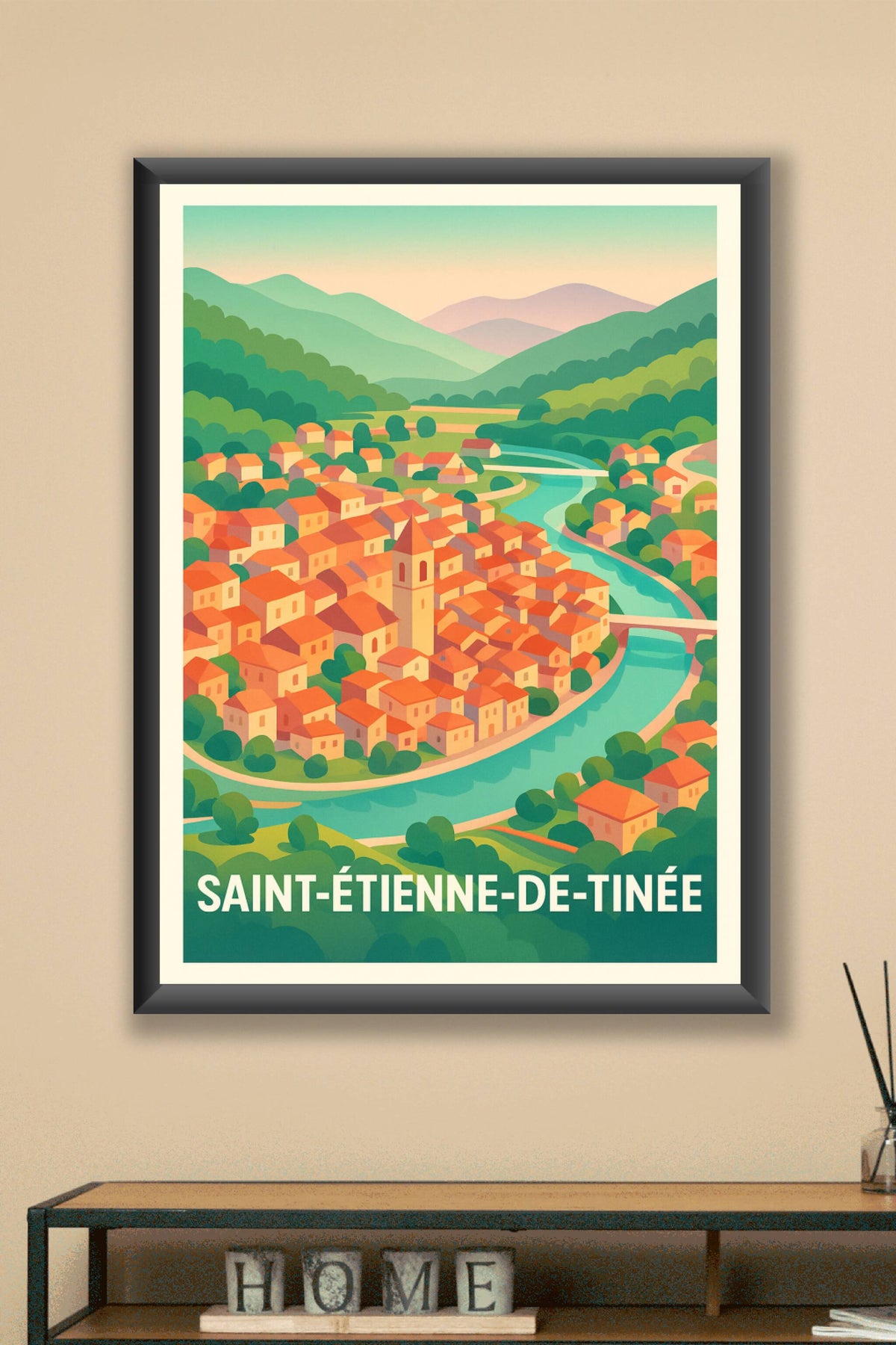 Affiche Saint-Étienne-de-Tinée — Charme authentique en vallée alpine · poster d'art de Saint-Étienne-de-Tinée
