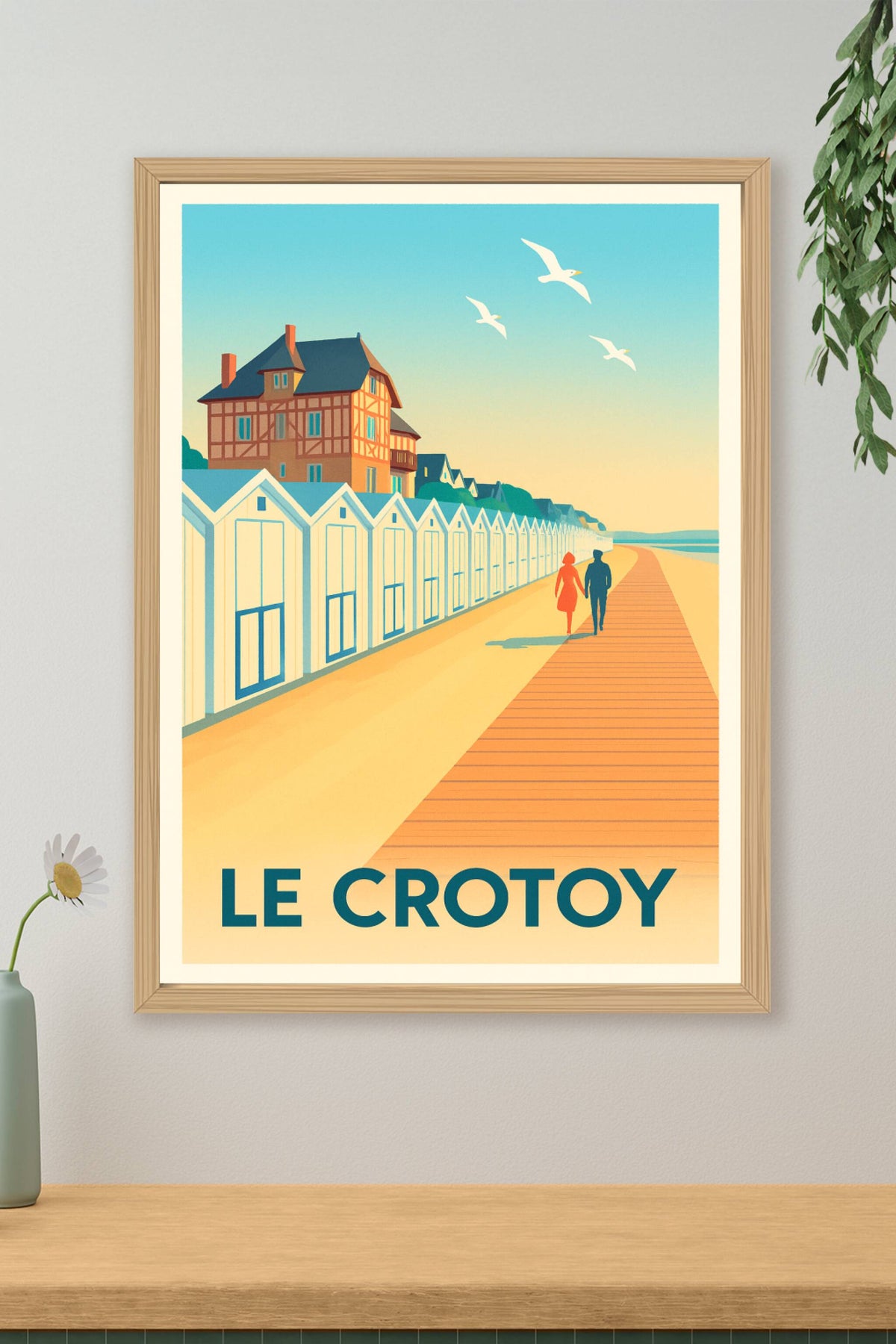 Affiche Le Crotoy — Promenade en bord de mer au crépuscule · poster d'art de Le Crotoy