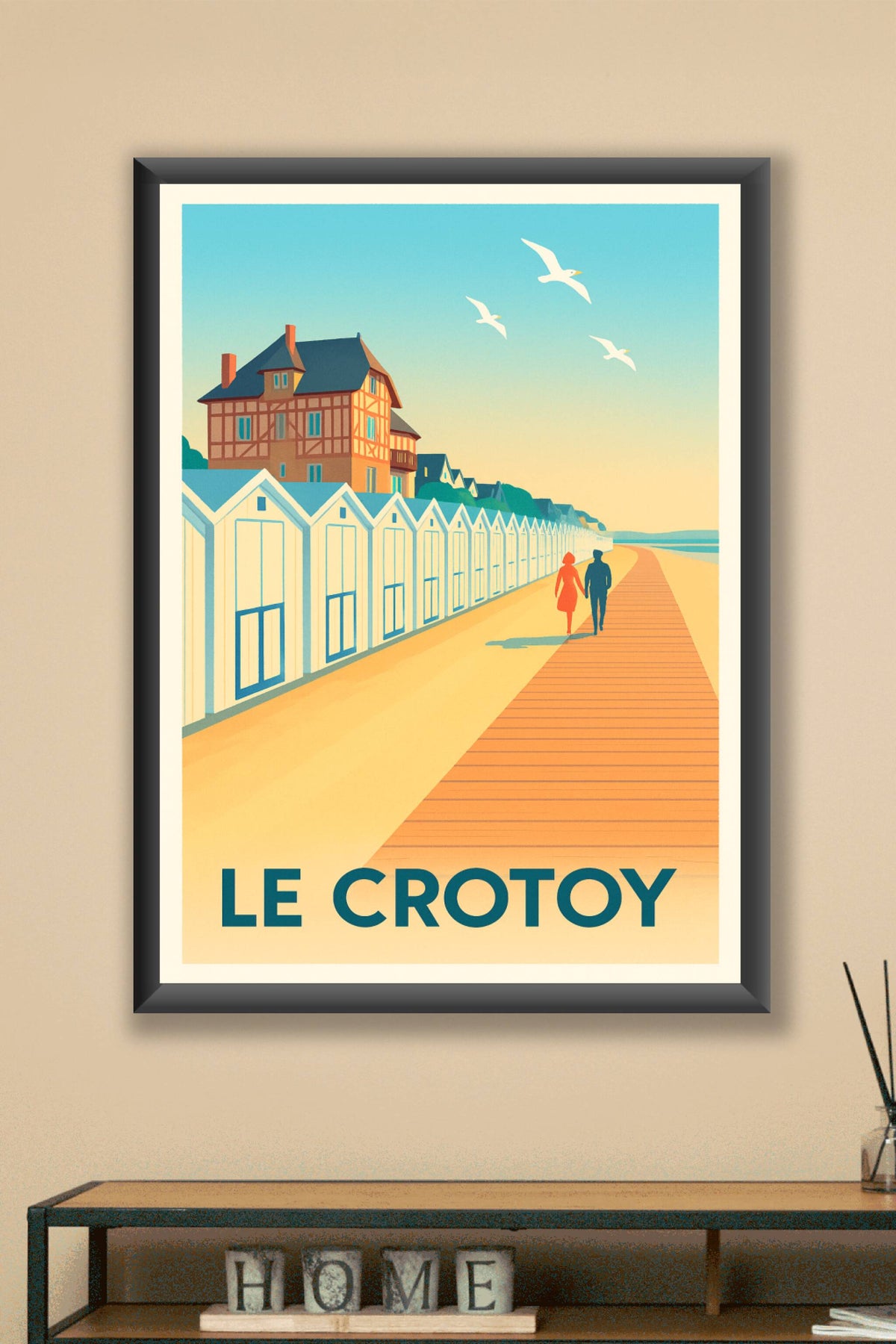 Affiche Le Crotoy — Promenade en bord de mer au crépuscule · poster d'art de Le Crotoy