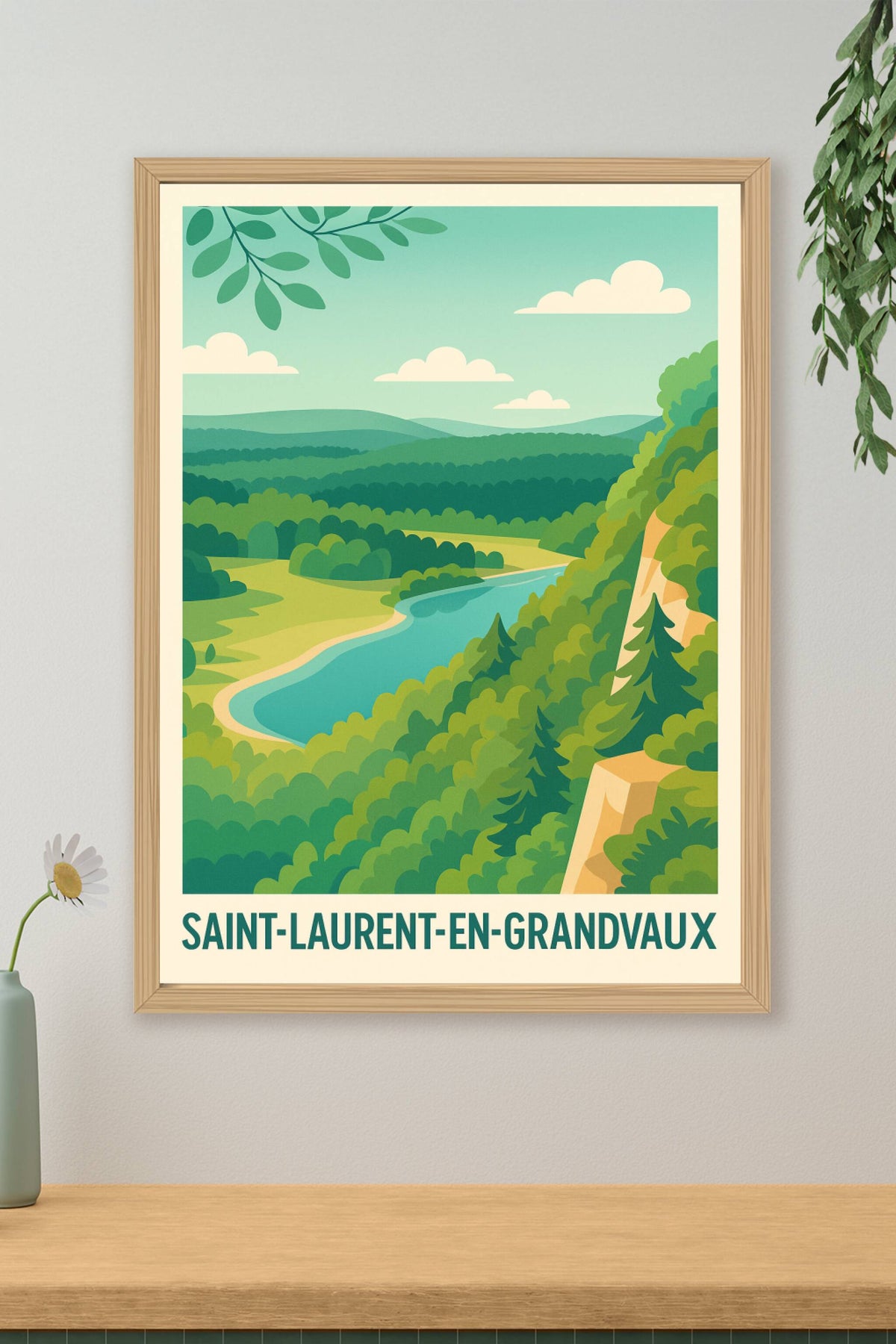 Affiche Saint-Laurent-en-Grandvaux — L'évasion nature au cœur du Jura · poster d'art de Saint-Laurent-en-Grandvaux