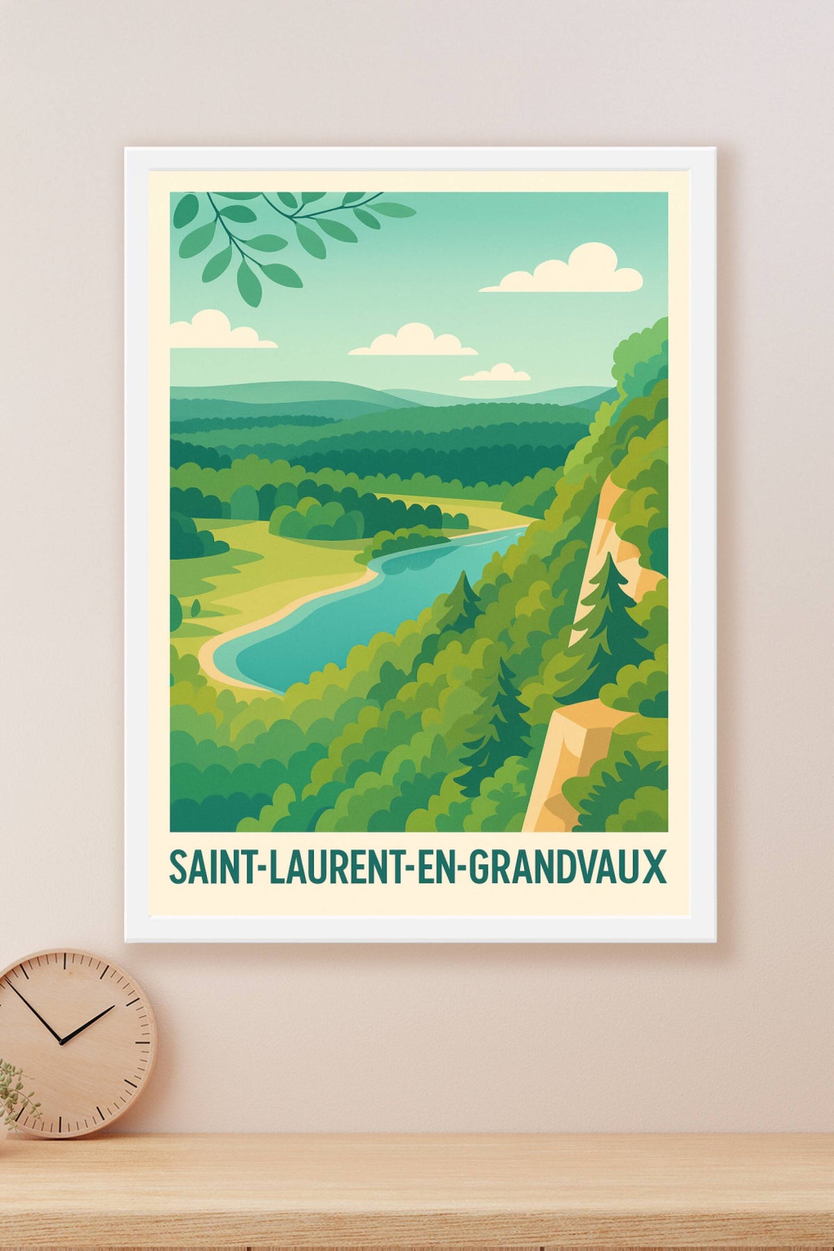Affiche Saint-Laurent-en-Grandvaux — L'évasion nature au cœur du Jura · poster d'art de Saint-Laurent-en-Grandvaux