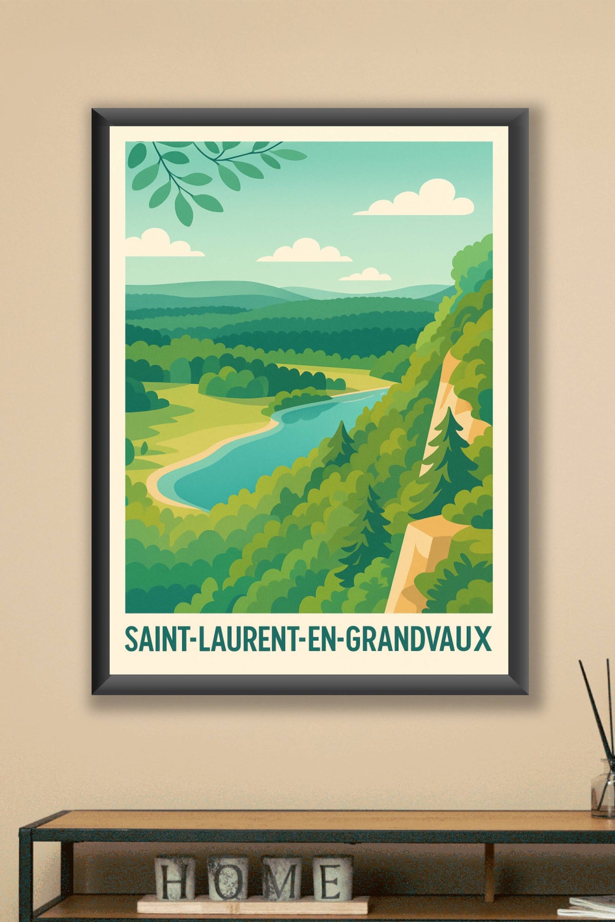 Affiche Saint-Laurent-en-Grandvaux — L'évasion nature au cœur du Jura · poster d'art de Saint-Laurent-en-Grandvaux