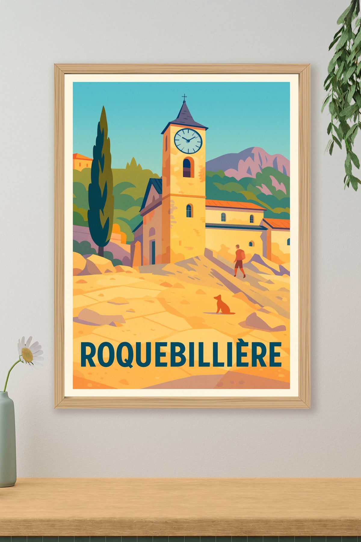 Affiche Roquebillière — Charme Provençal au rythme du clocher · poster d'art de Roquebillière