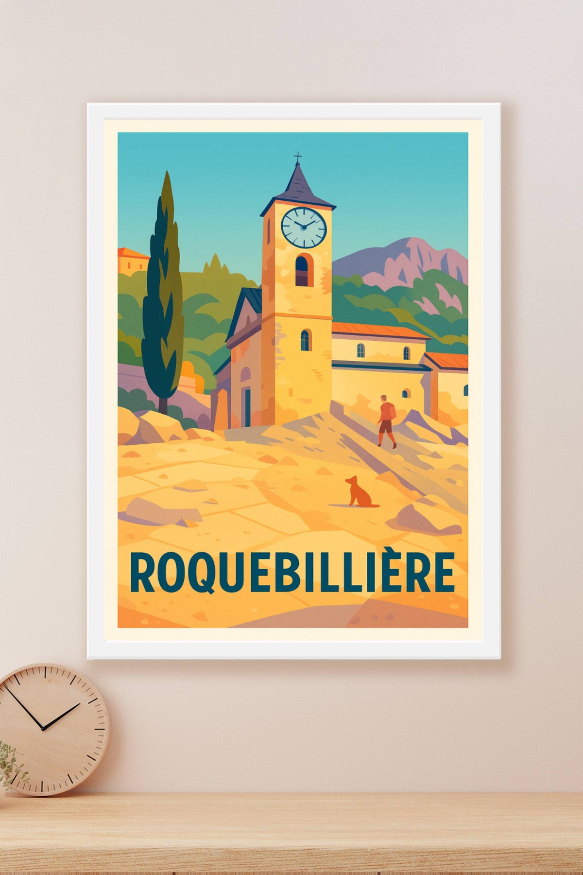 Affiche Roquebillière — Charme Provençal au rythme du clocher · poster d'art de Roquebillière