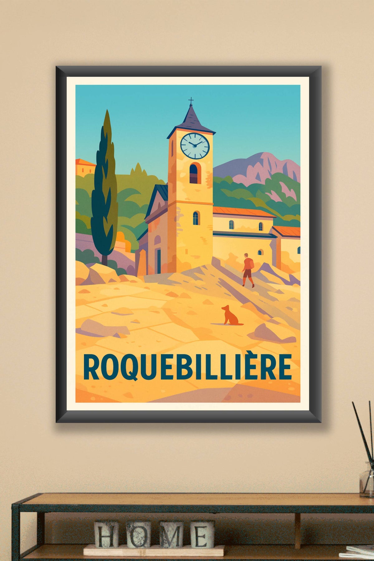 Affiche Roquebillière — Charme Provençal au rythme du clocher · poster d'art de Roquebillière