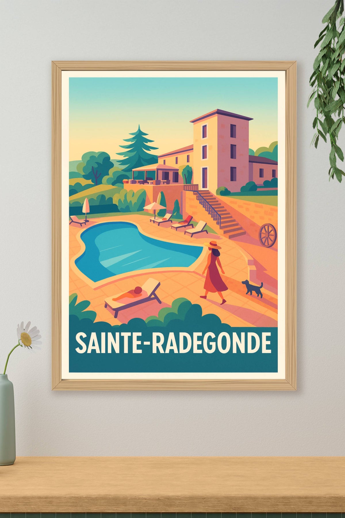 Affiche Sainte-Radegonde — Charme et sérénité au bord de la piscine · poster d'art de Sainte-Radegonde