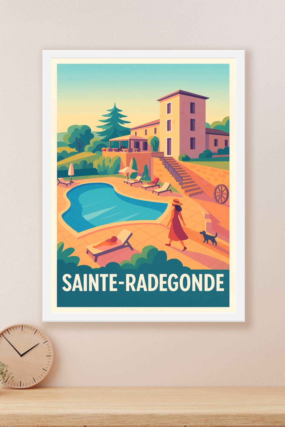 Affiche Sainte-Radegonde — Charme et sérénité au bord de la piscine · poster d'art de Sainte-Radegonde
