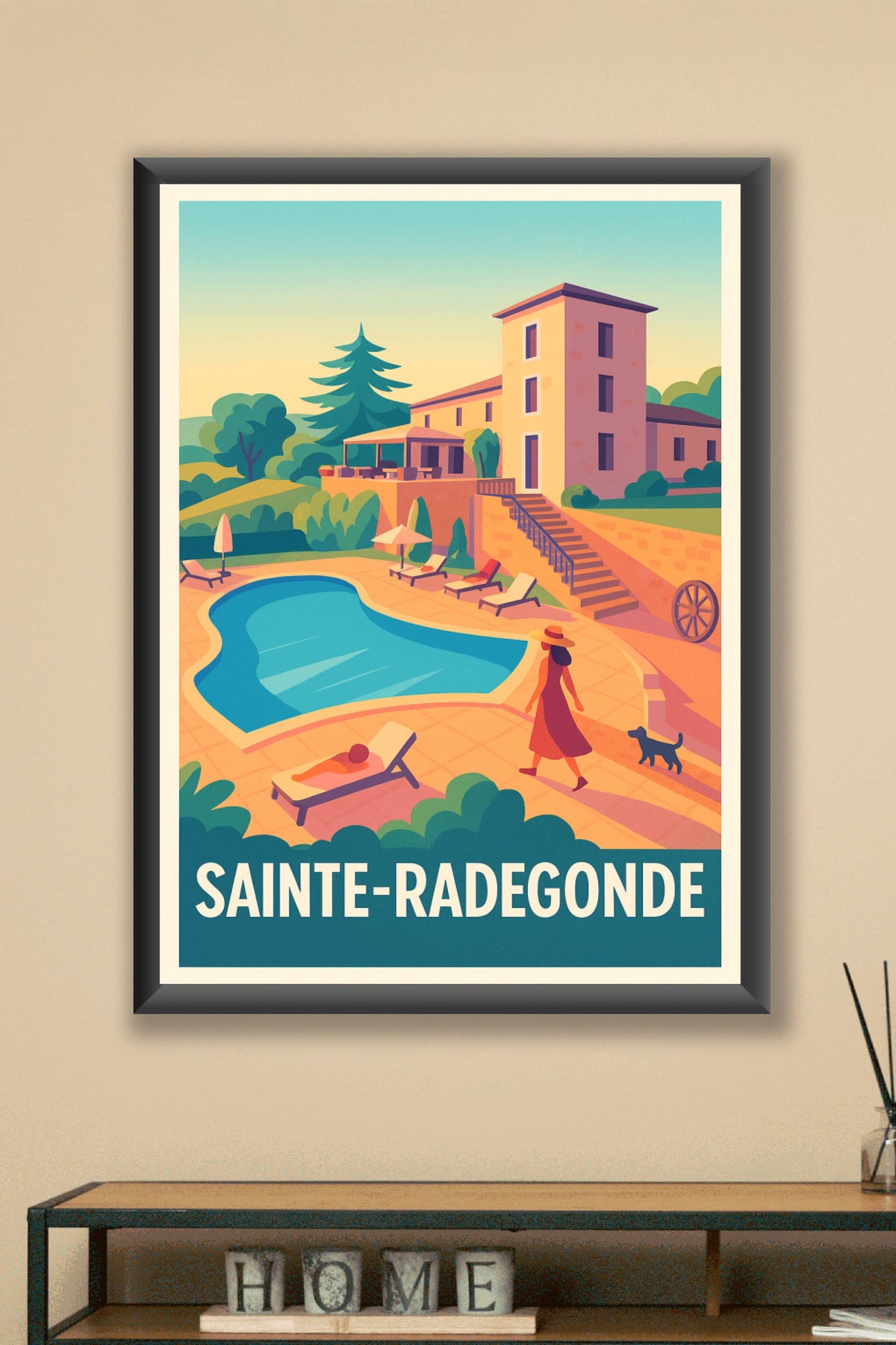 Affiche Sainte-Radegonde — Charme et sérénité au bord de la piscine · poster d'art de Sainte-Radegonde