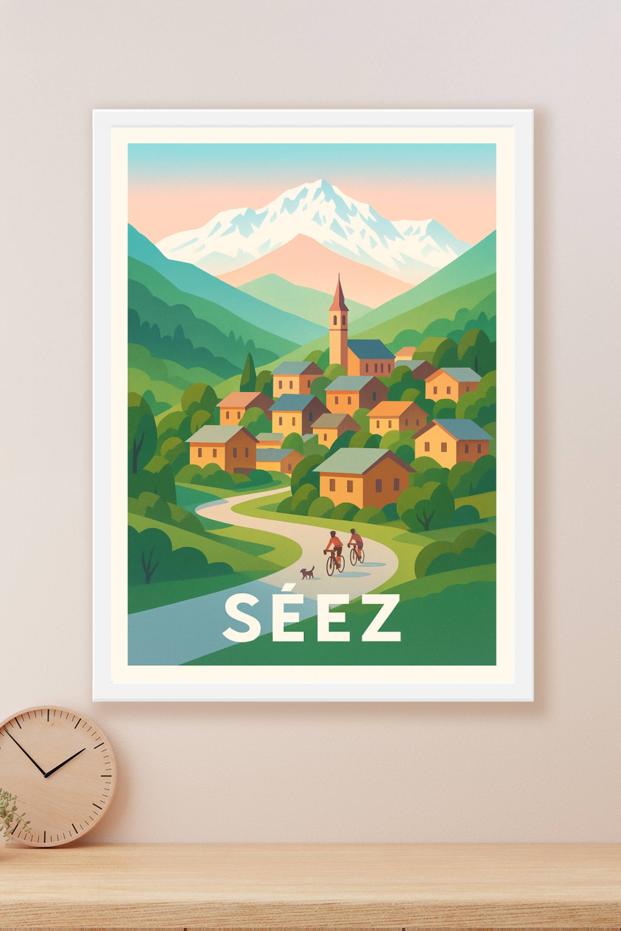 Affiche Séez — Charme Bucolique au Cœur des Alpes · poster d'art de Séez