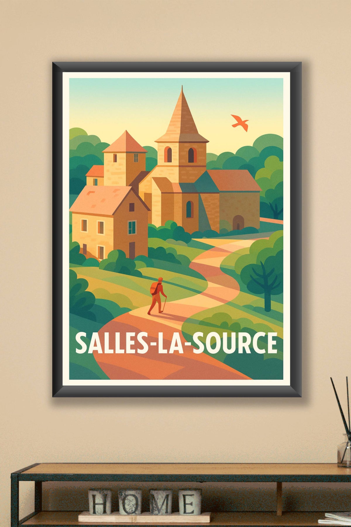 Affiche Salles-la-Source — Village pittoresque et balade bucolique · poster d'art de Salles-la-Source