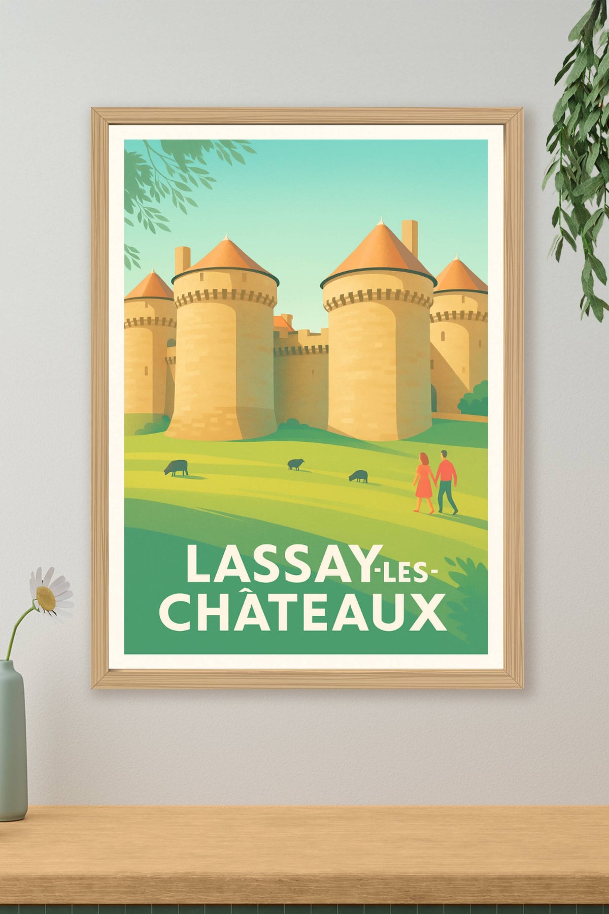 Affiche Lassay-les-Châteaux — Charme médiéval et nature apaisante · poster d'art de Lassay-les-Châteaux