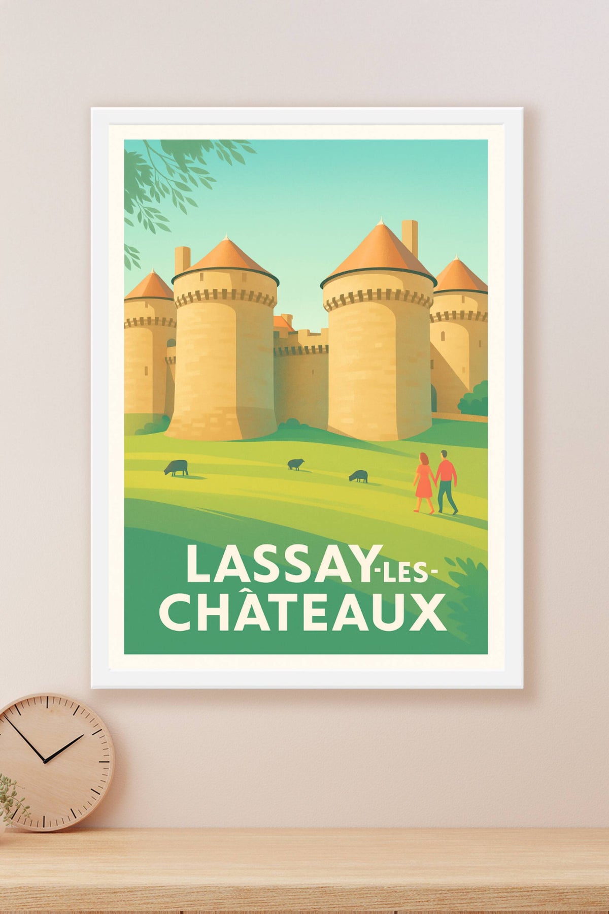Affiche Lassay-les-Châteaux — Charme médiéval et nature apaisante · poster d'art de Lassay-les-Châteaux