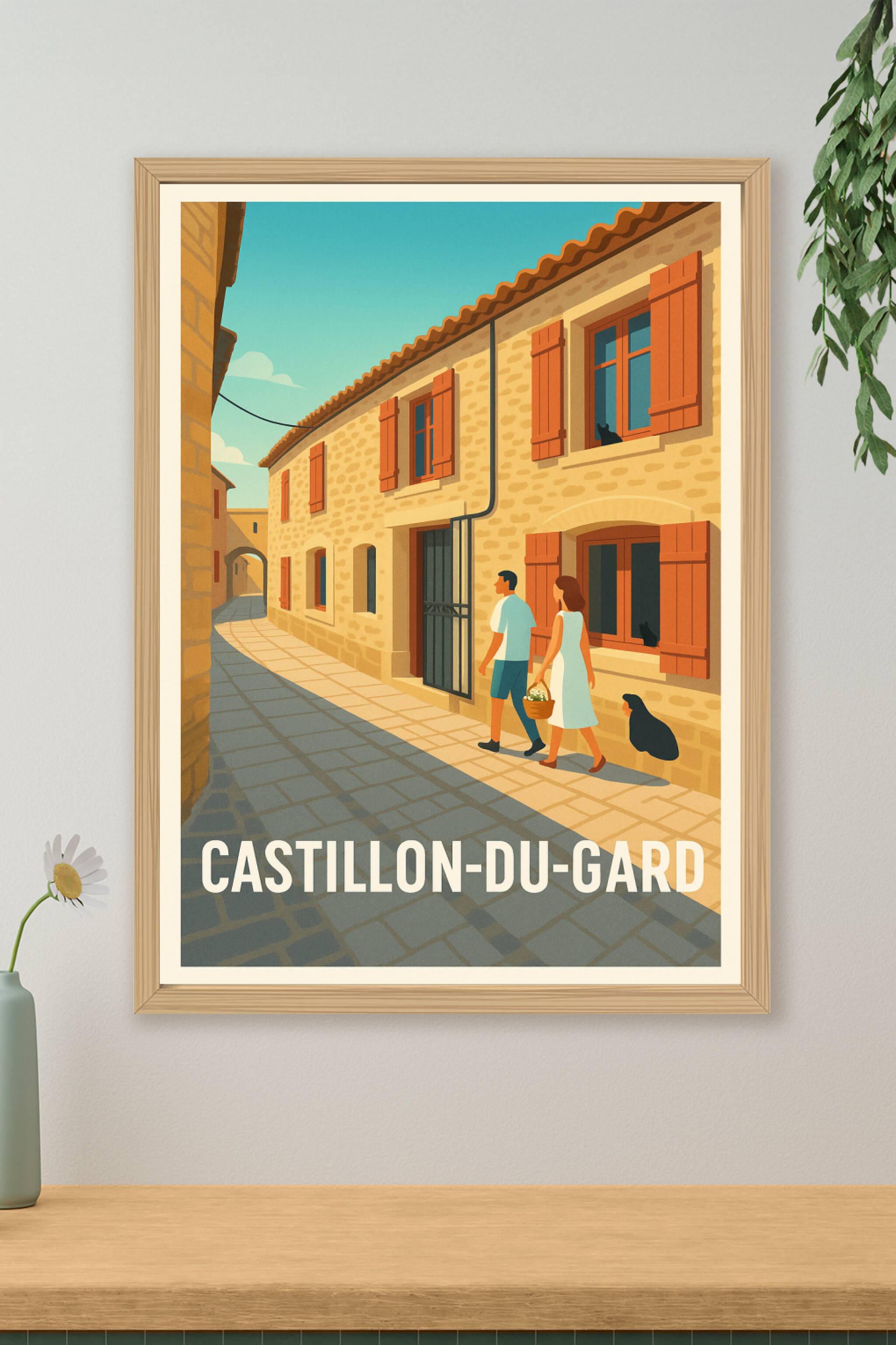 Affiche de Castillon-du-Gard - Promenade ensoleillée au cœur du village