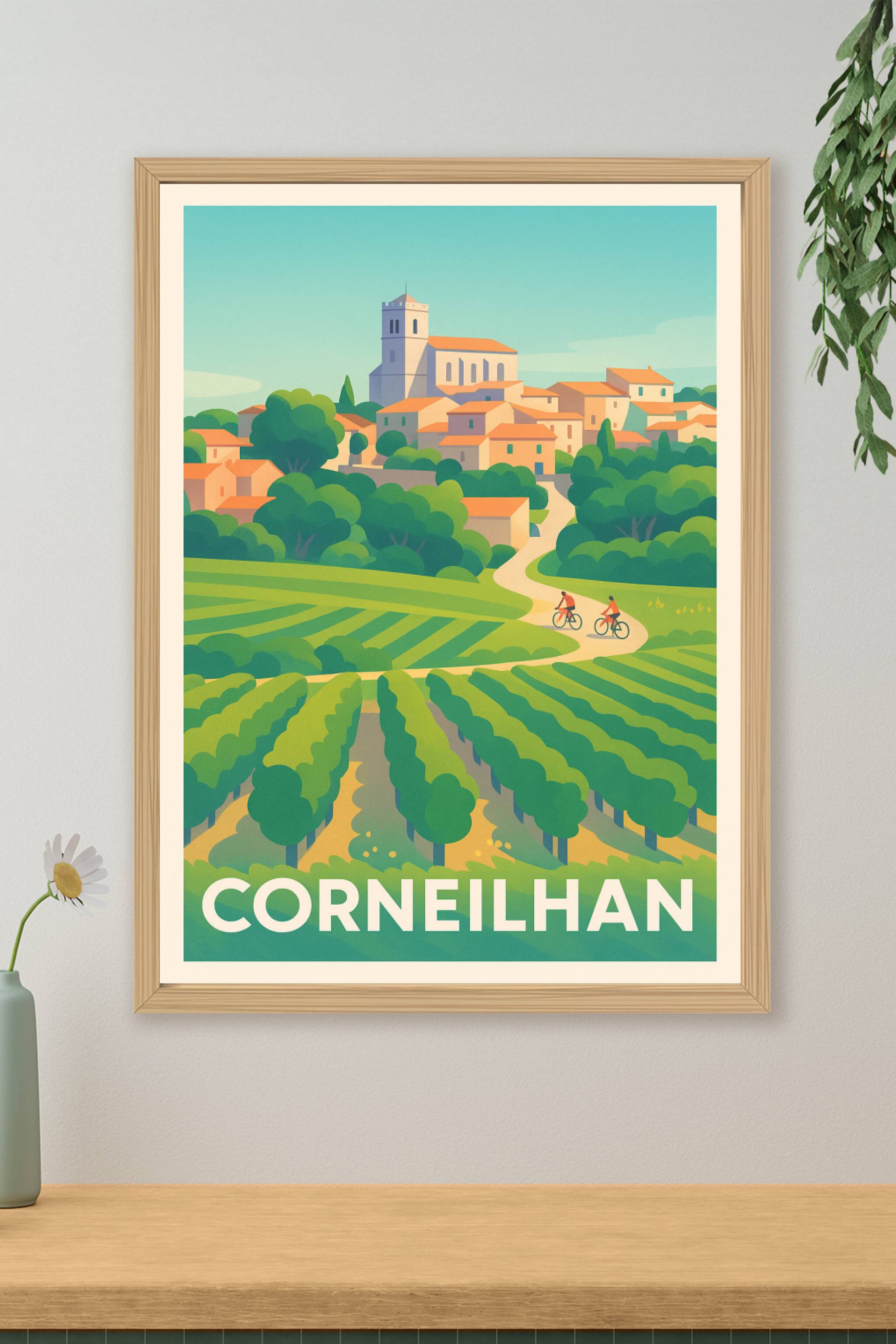 Affiche Corneilhan — Village paisible et nature verdoyante · poster d'art de Corneilhan