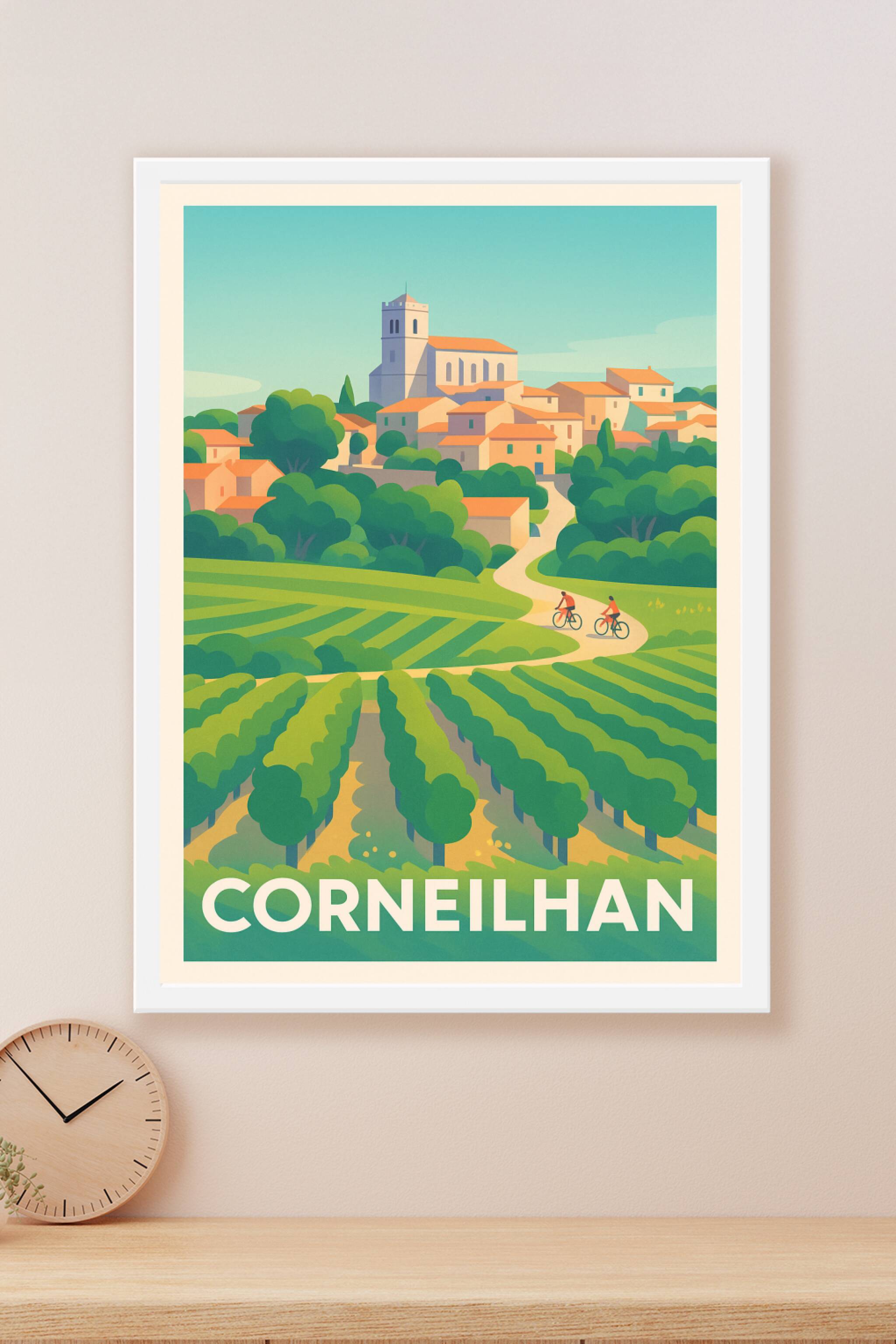 Affiche Corneilhan — Village paisible et nature verdoyante · poster d'art de Corneilhan