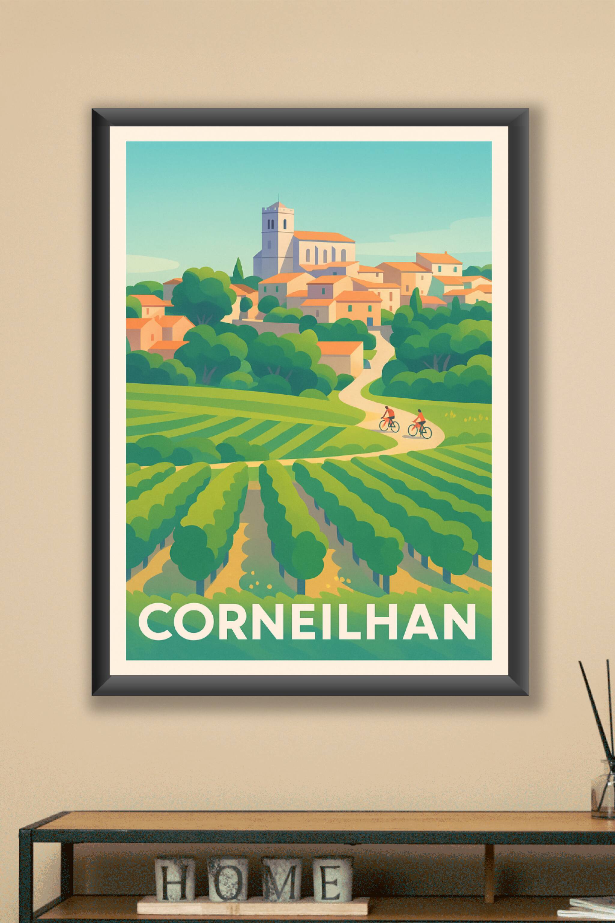 Affiche Corneilhan — Village paisible et nature verdoyante · poster d'art de Corneilhan
