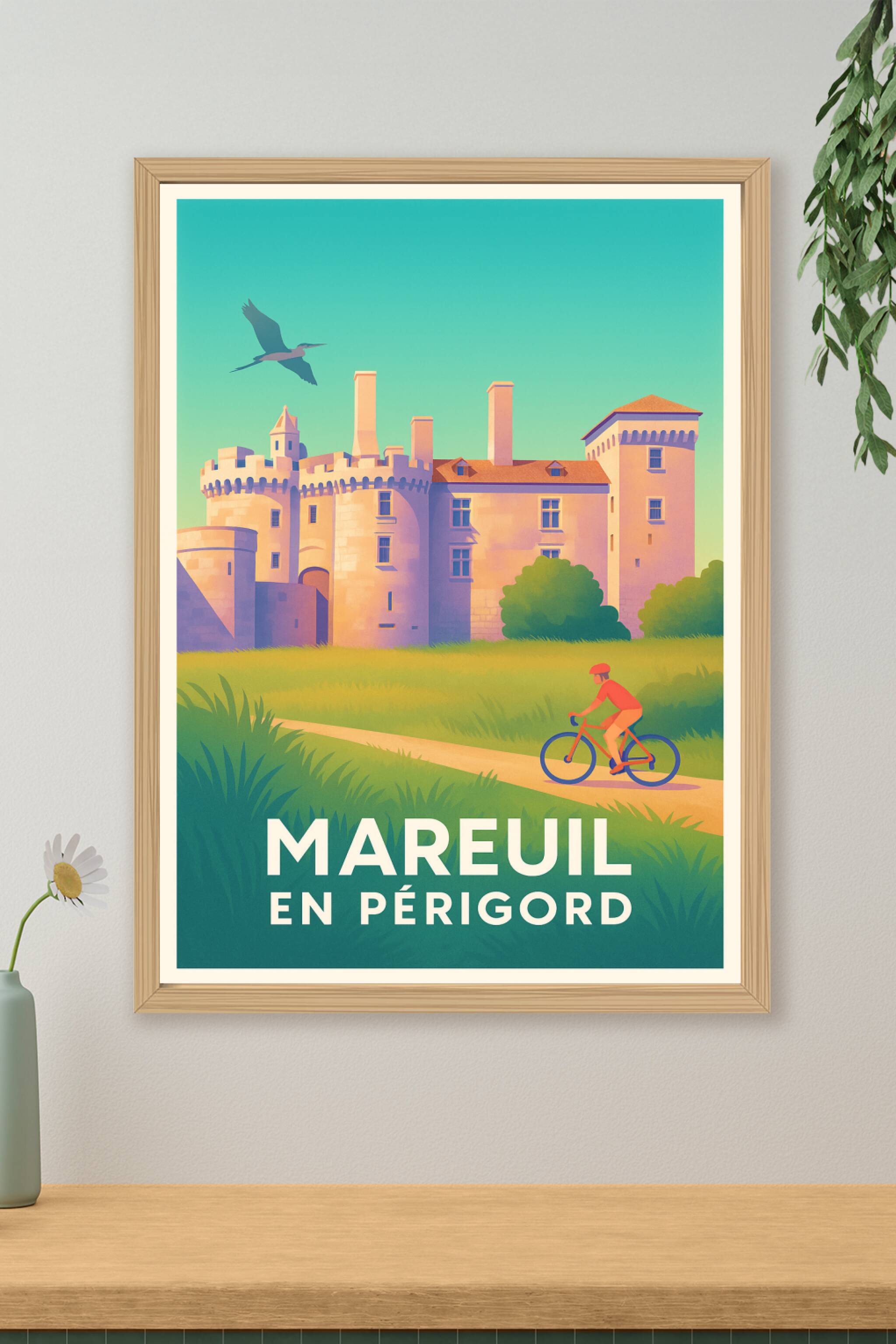 Affiche de Mareuil en Périgord - Élégance du Château et Douceur de Vivre