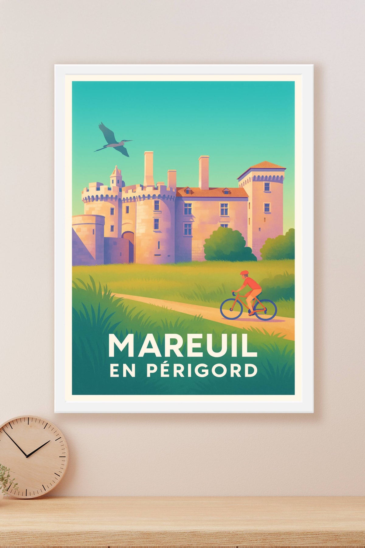 Affiche Mareuil en Périgord — Élégance du Château et Douceur de Vivre · poster d'art de Mareuil en Périgord