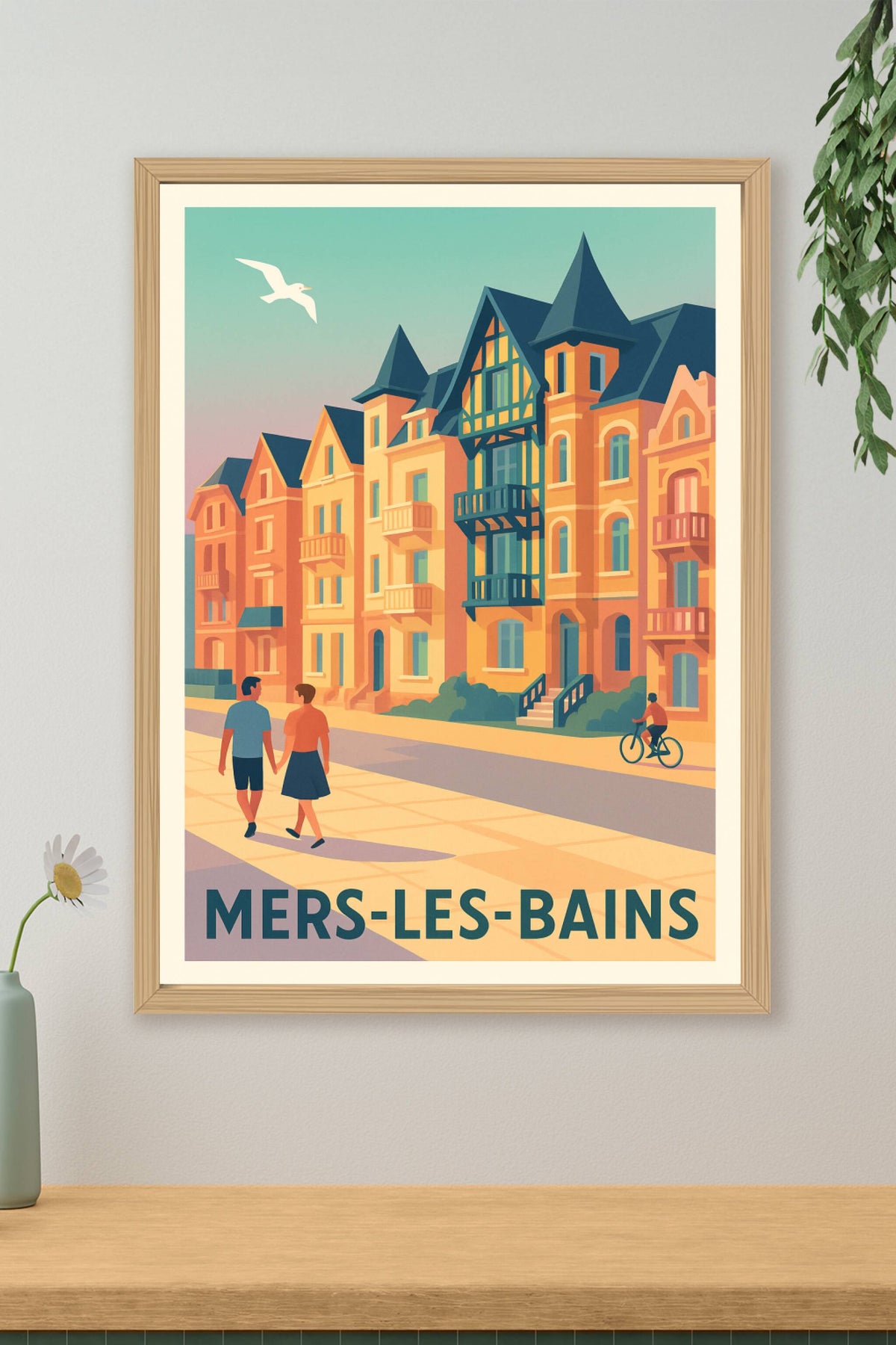 Affiche Mers-les-Bains — Charme et douceur en bord de mer · poster d'art de Mers-les-Bains