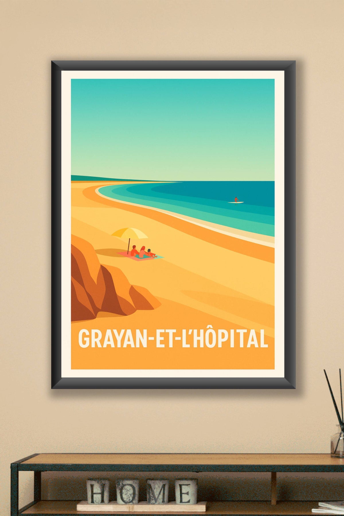 Affiche Grayan-et-l'Hôpital — Plage et Sérénité Côte Atlantique · poster d'art de Grayan-et-l'Hôpital
