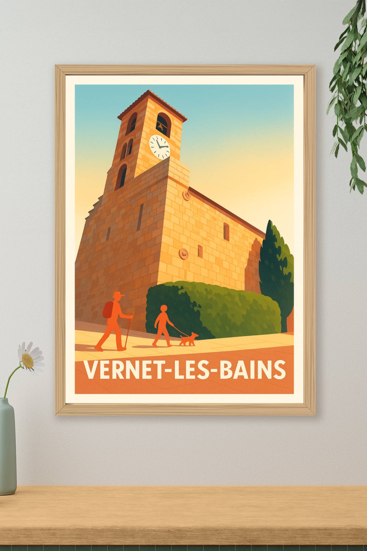 Affiche Vernet-les-Bains — Un voyage ensoleillé au cœur du patrimoine · poster d'art de Vernet-les-Bains