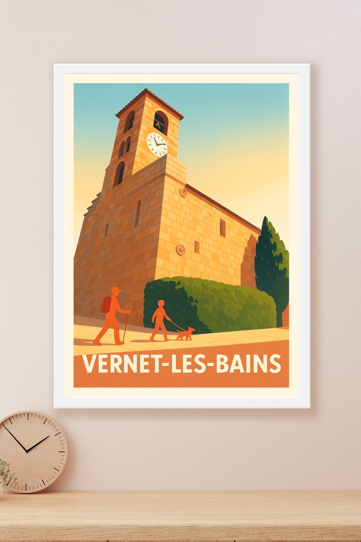 Affiche Vernet-les-Bains — Un voyage ensoleillé au cœur du patrimoine · poster d'art de Vernet-les-Bains