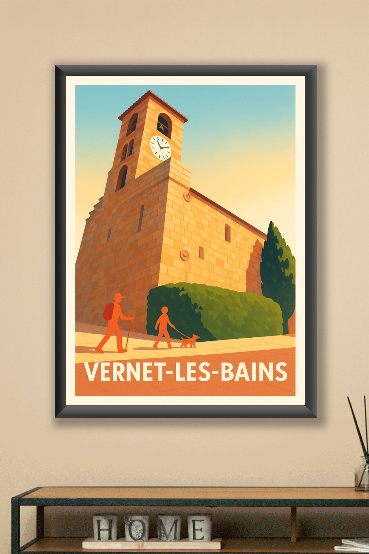 Affiche Vernet-les-Bains — Un voyage ensoleillé au cœur du patrimoine · poster d'art de Vernet-les-Bains