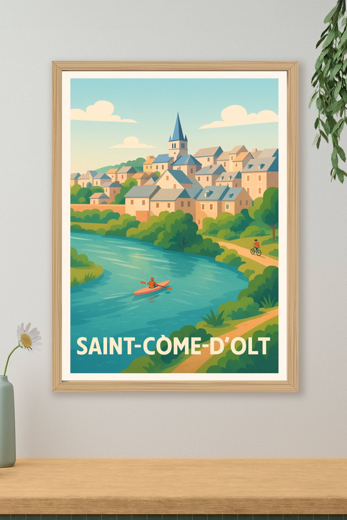Affiche Saint-Côme-d'Olt — Charme bucolique au fil de l'eau · poster d'art de Saint-Côme-d'Olt