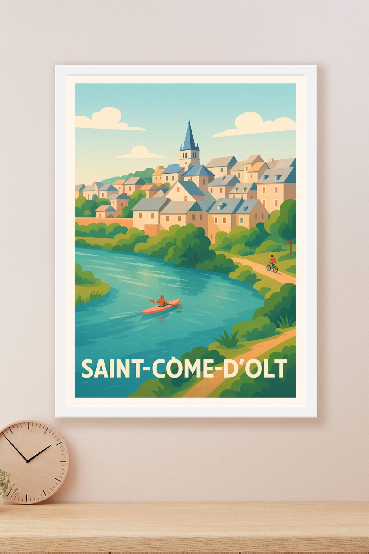 Affiche Saint-Côme-d'Olt — Charme bucolique au fil de l'eau · poster d'art de Saint-Côme-d'Olt