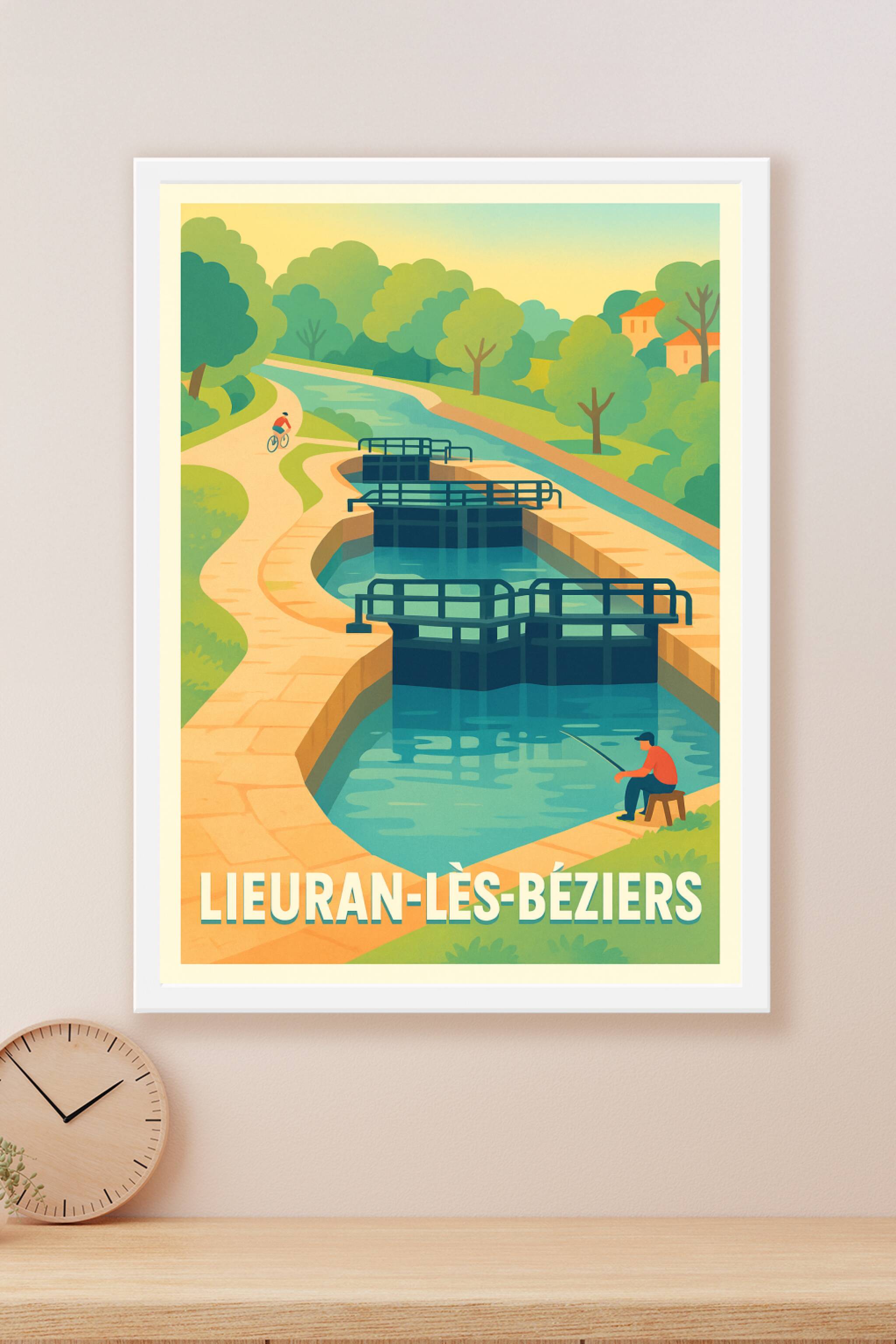 Affiche Lieuran-lès-Béziers — Sérénité au fil de l'eau · poster d'art de Lieuran-lès-Béziers