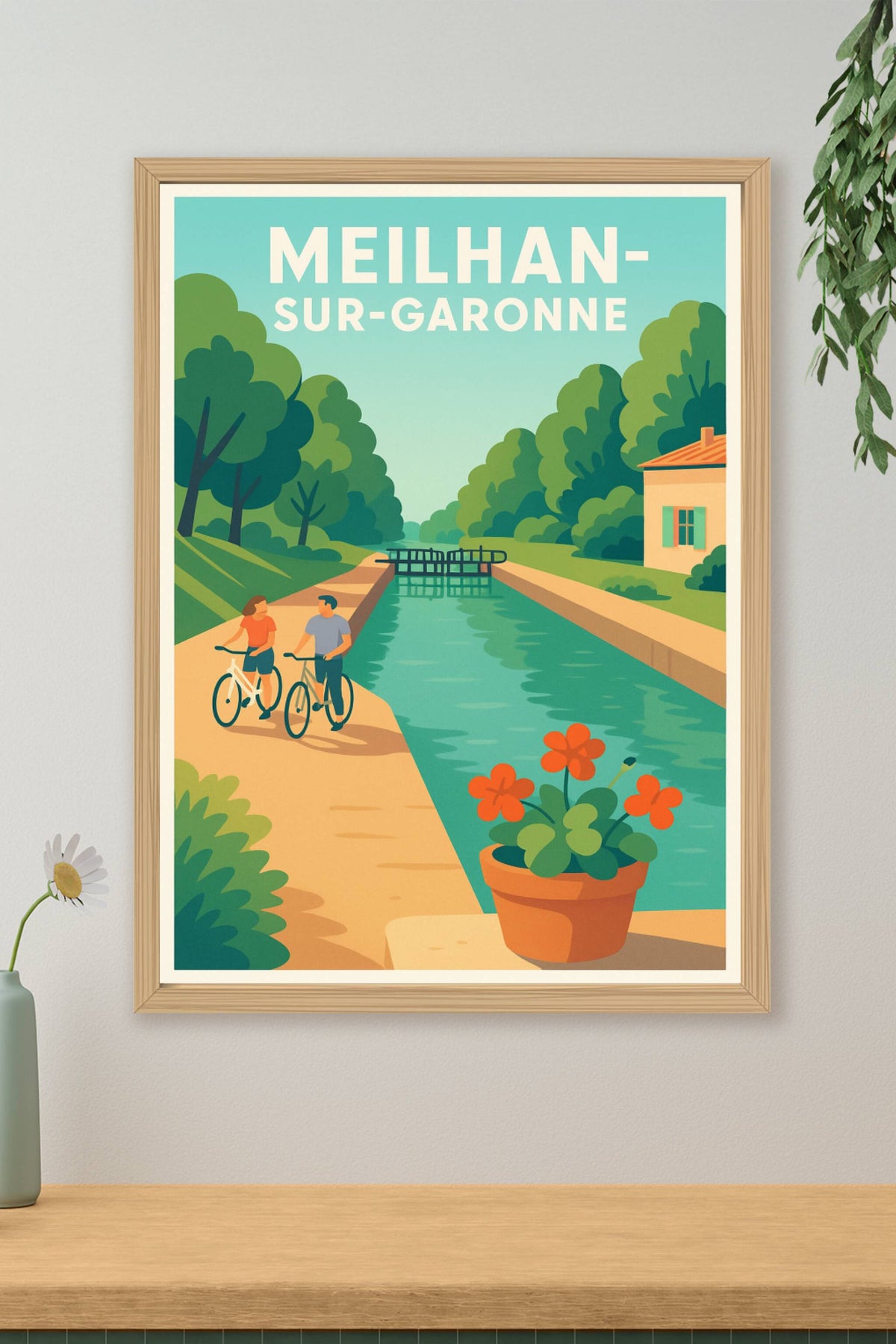 Affiche Meilhan-sur-Garonne — Promenade bucolique au fil de l'eau · poster d'art de Meilhan-sur-Garonne