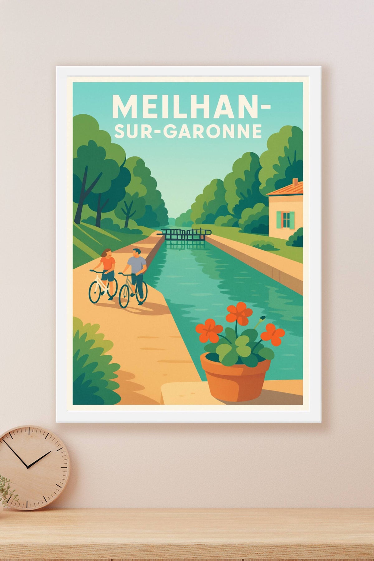 Affiche Meilhan-sur-Garonne — Promenade bucolique au fil de l'eau · poster d'art de Meilhan-sur-Garonne