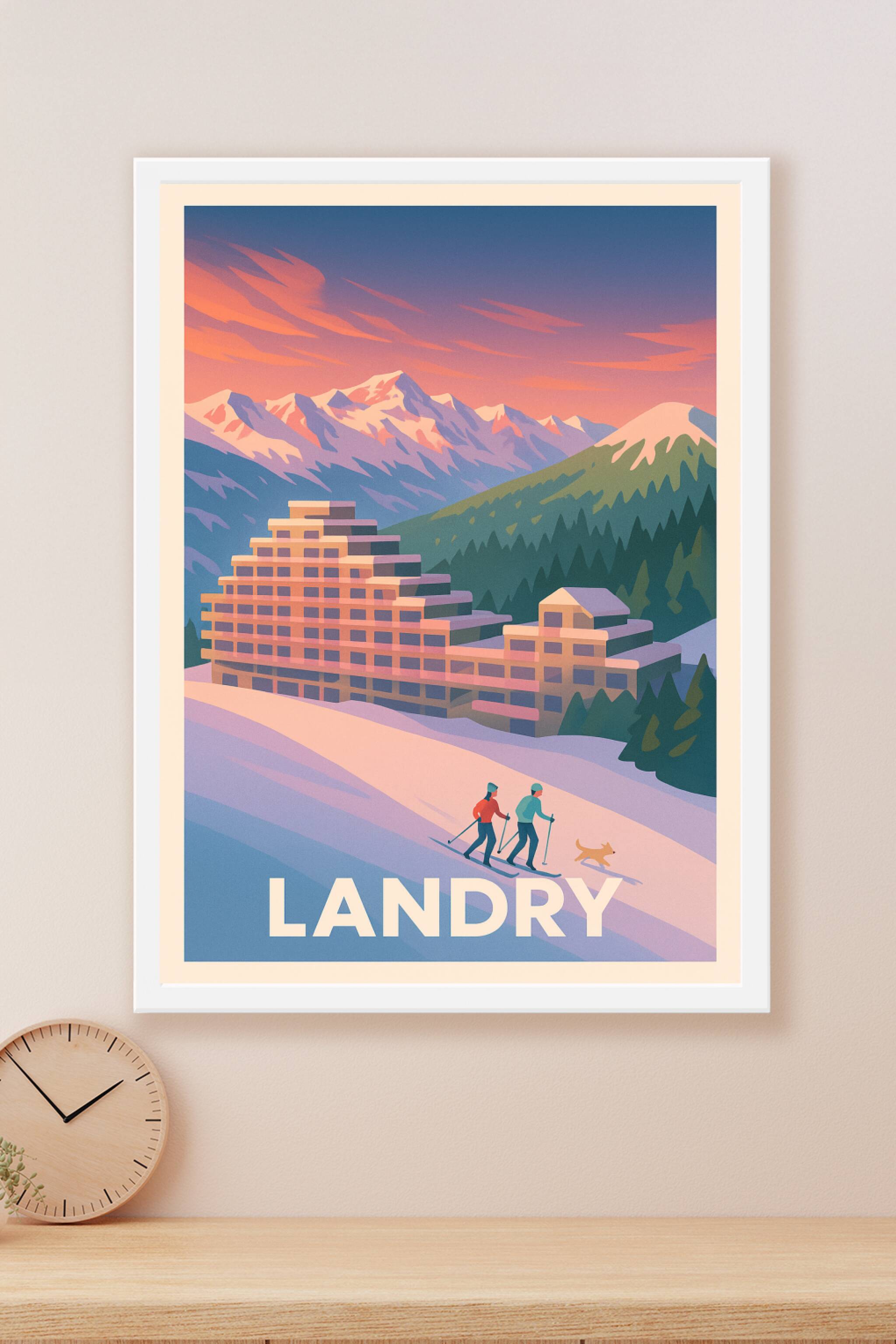 Affiche Landry — Escapade hivernale en montagne · poster d'art de Landry
