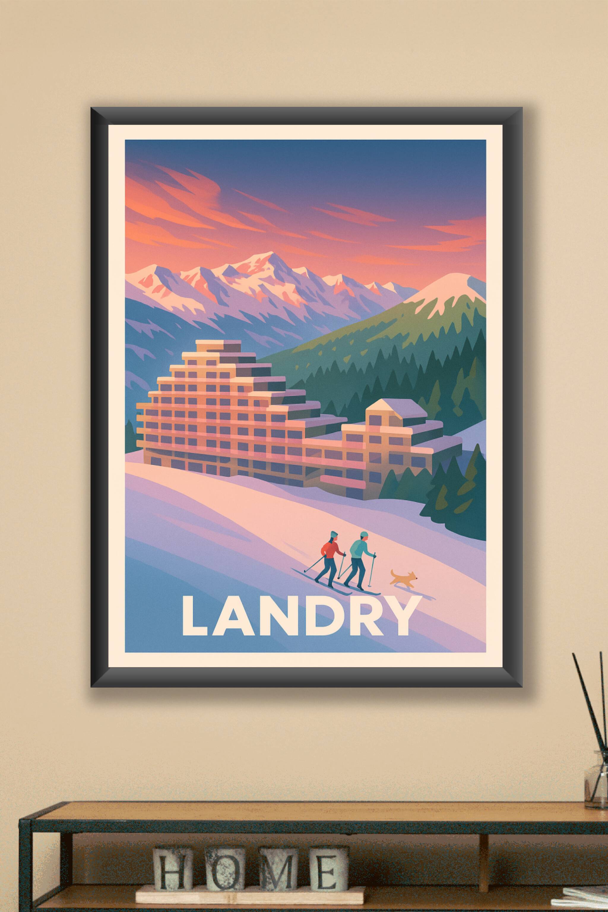 Affiche Landry — Escapade hivernale en montagne · poster d'art de Landry