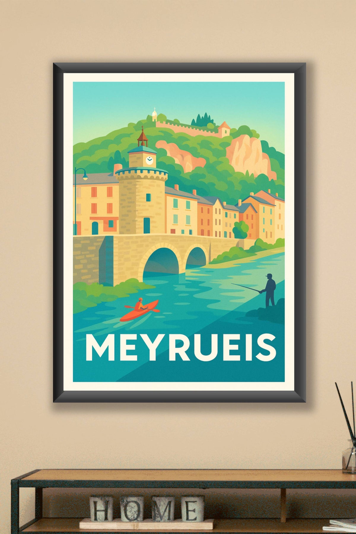 Affiche Meyrueis — Charme naturel et patrimoine historique · poster d'art de Meyrueis