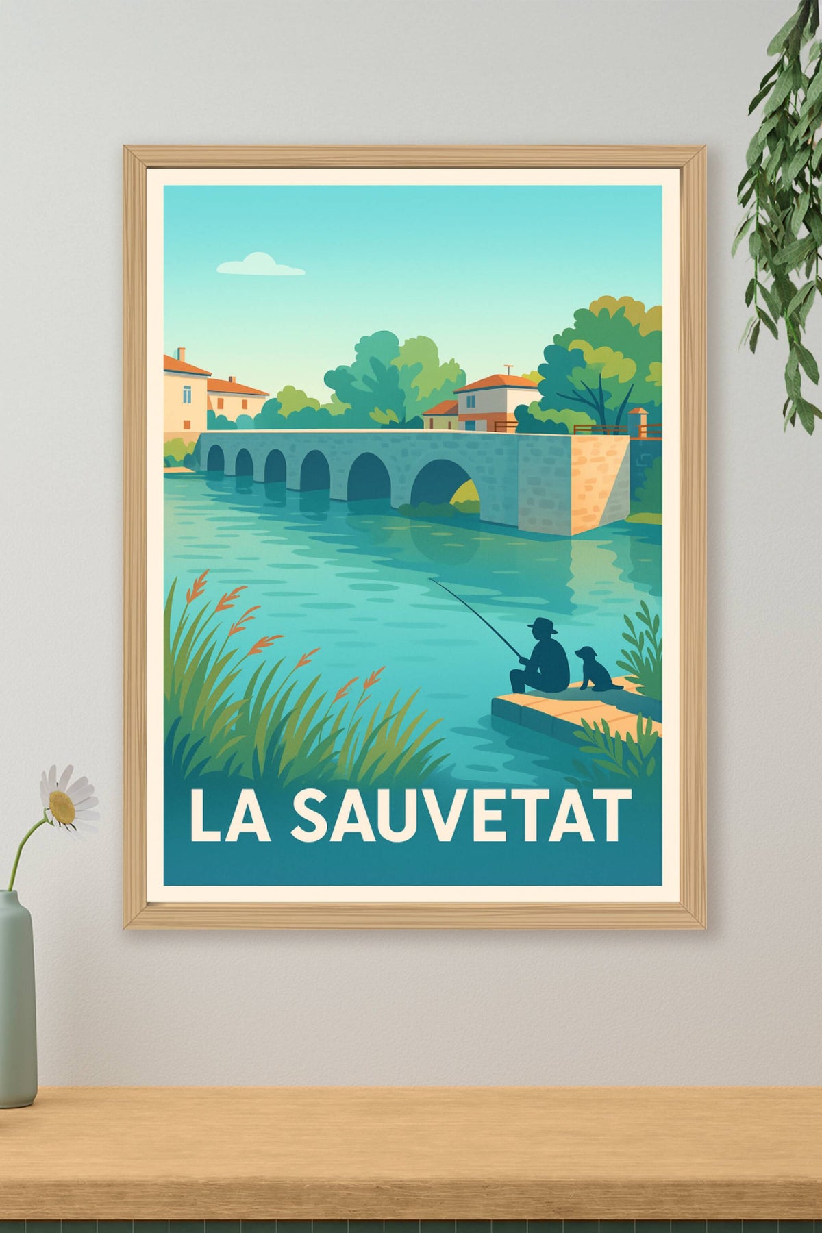 Affiche La Sauvetat — Tranquillité au fil de l'eau · poster d'art de La Sauvetat