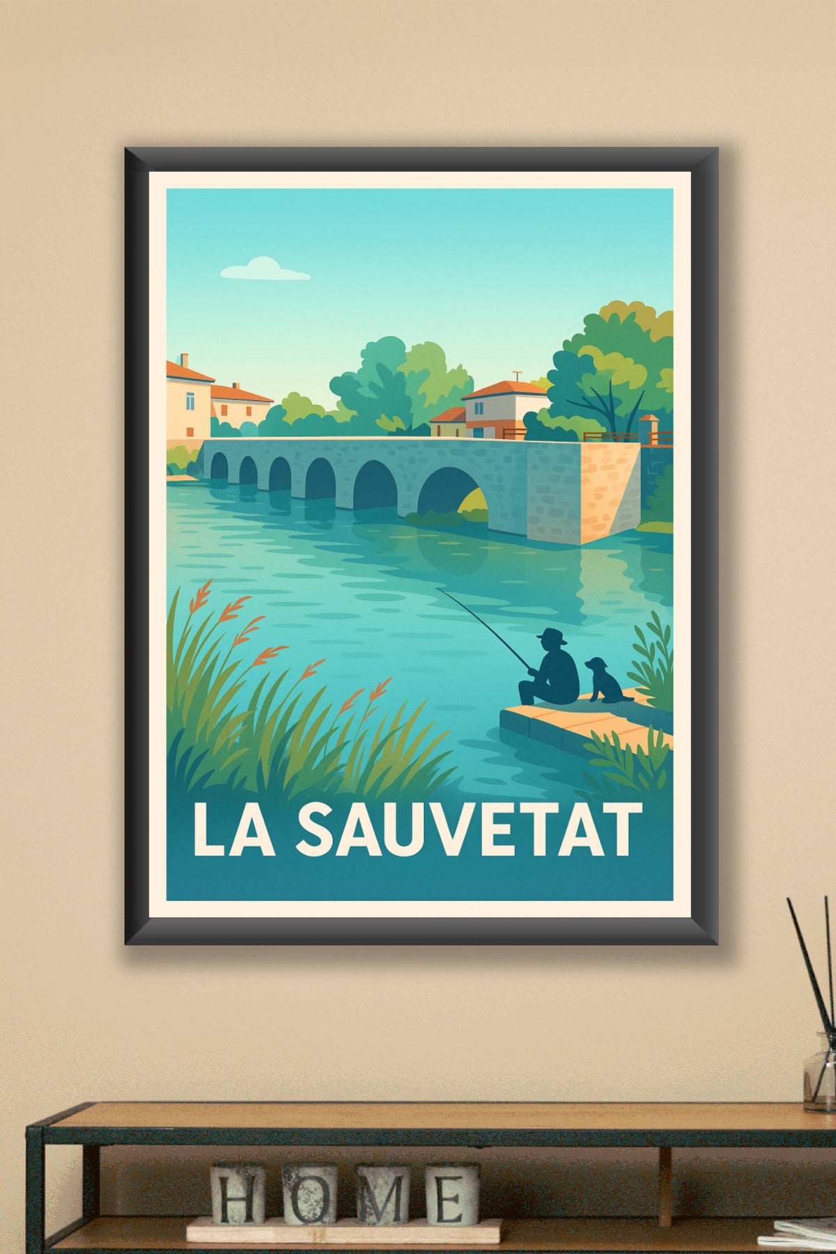 Affiche La Sauvetat — Tranquillité au fil de l'eau · poster d'art de La Sauvetat