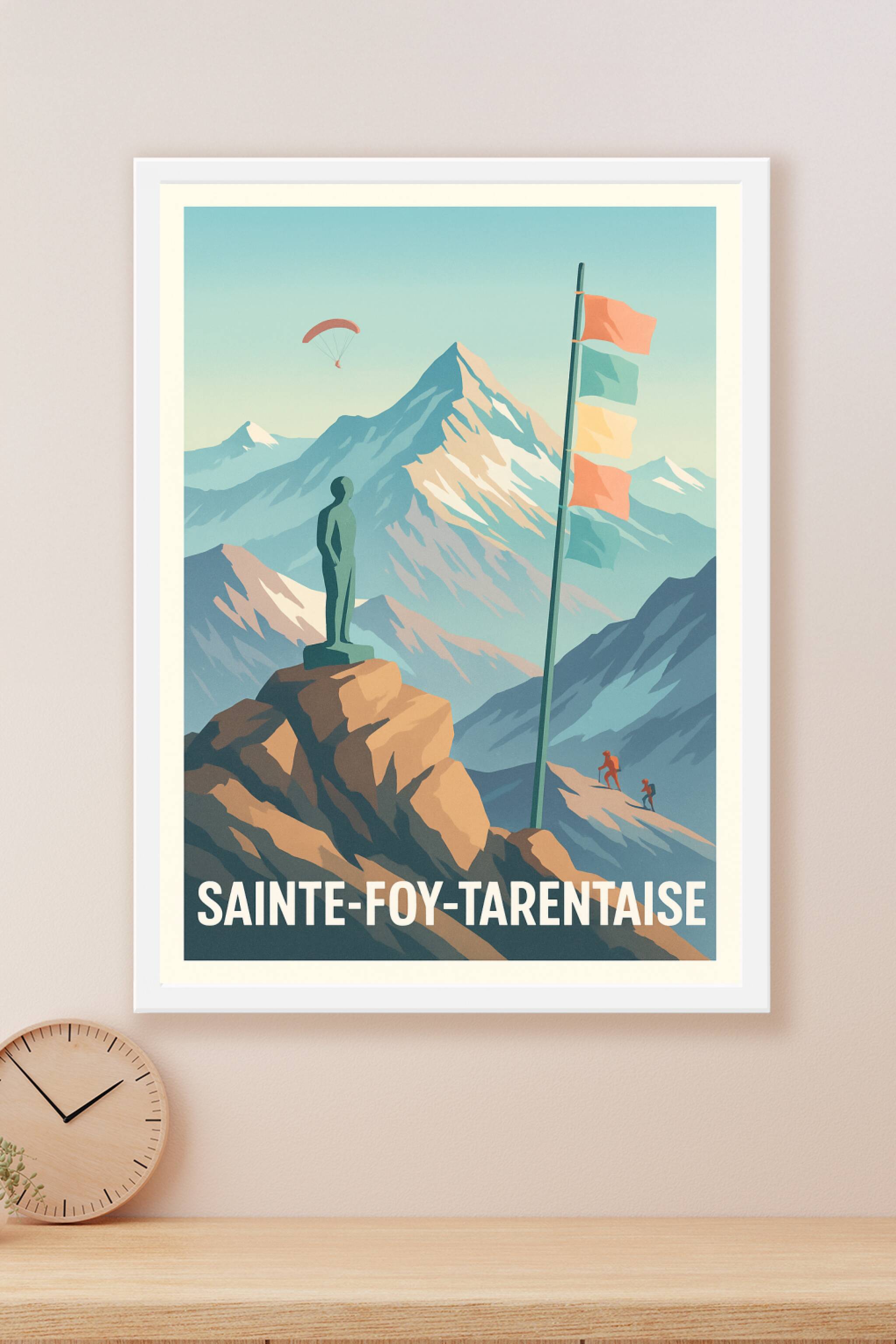 Affiche Sainte-Foy-Tarentaise — Escapade alpine et esprit d'aventure · poster d'art de Sainte-Foy-Tarentaise