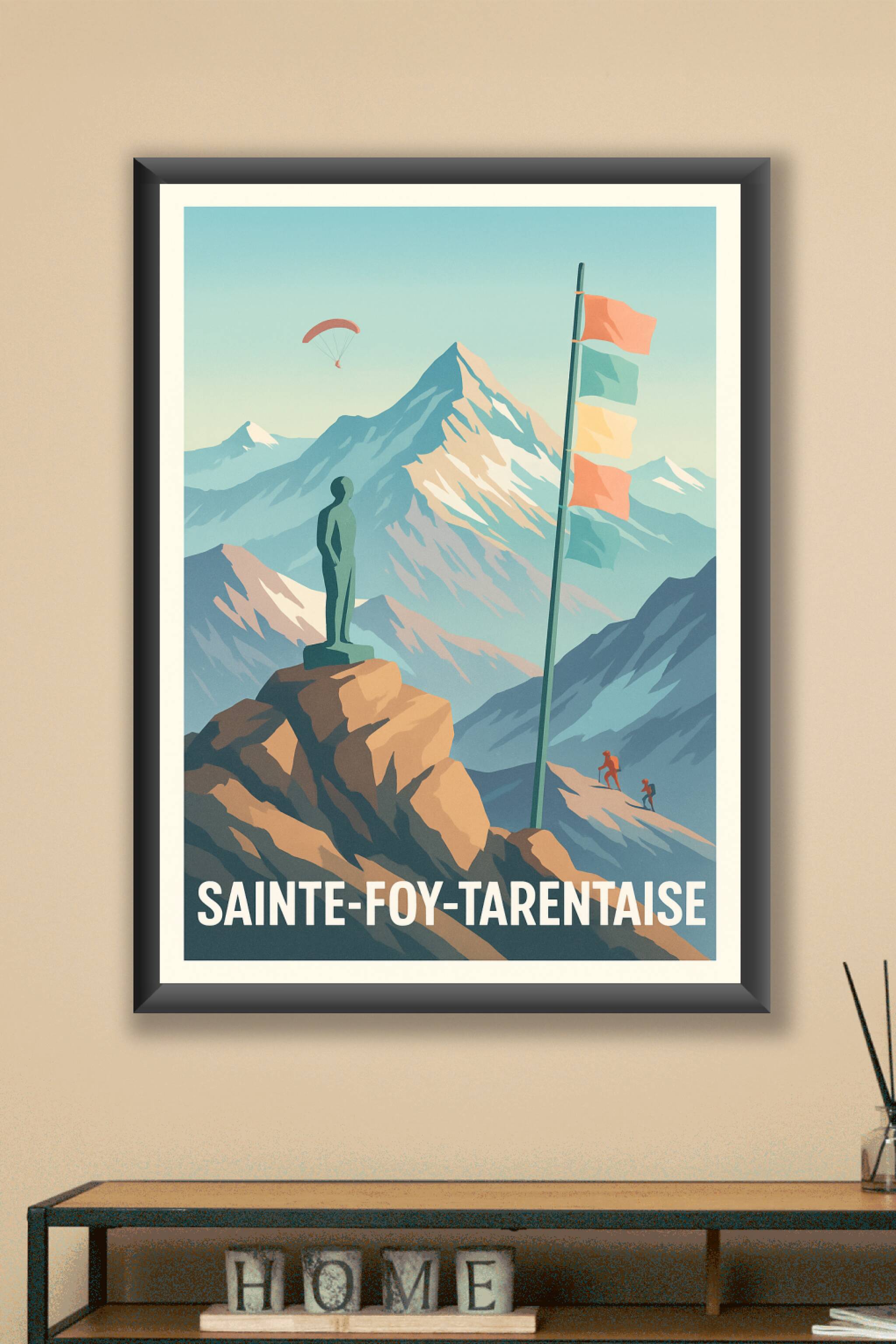 Affiche Sainte-Foy-Tarentaise — Escapade alpine et esprit d'aventure · poster d'art de Sainte-Foy-Tarentaise