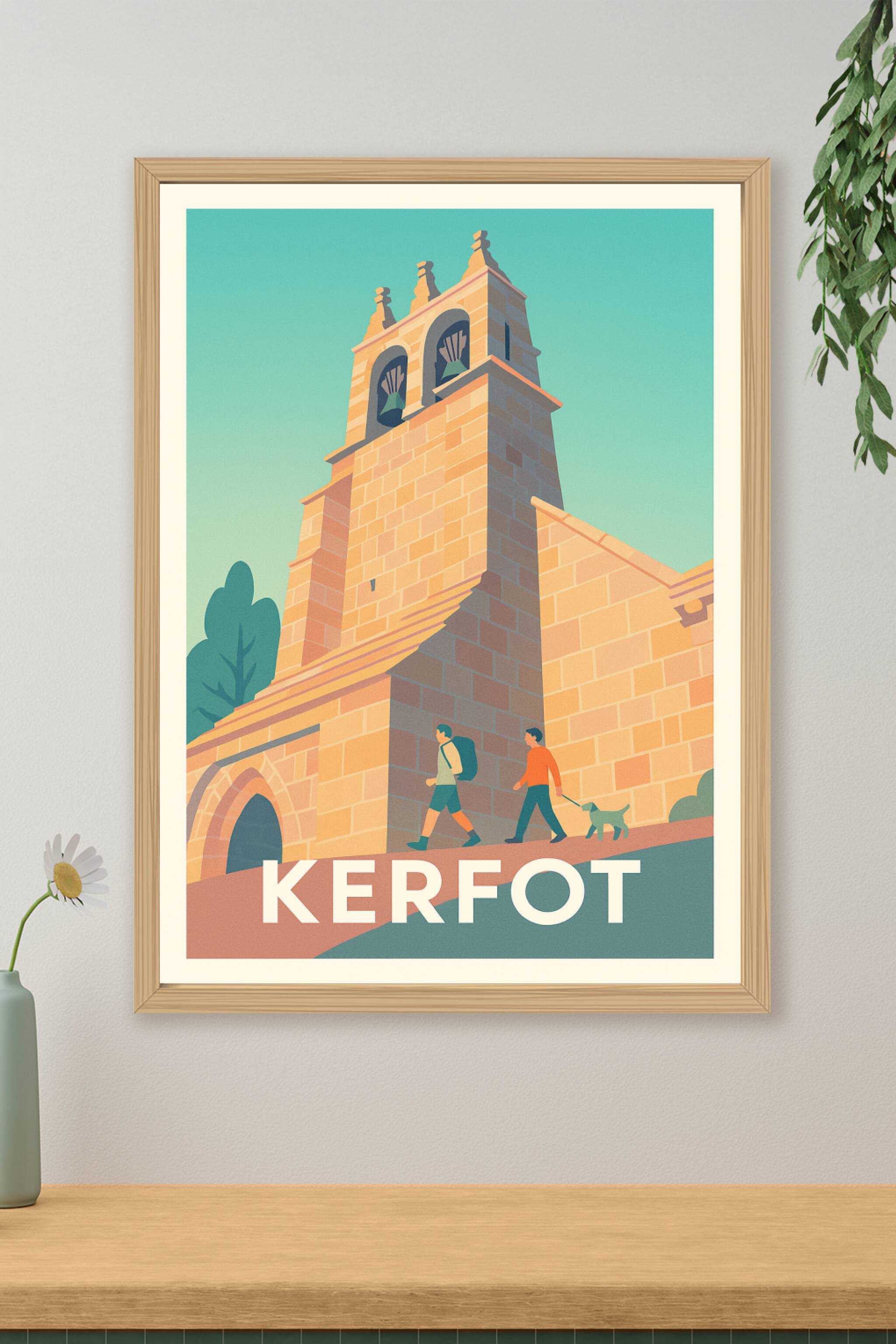 Affiche de Kerfot - Promenade ensoleillée au clocher historique