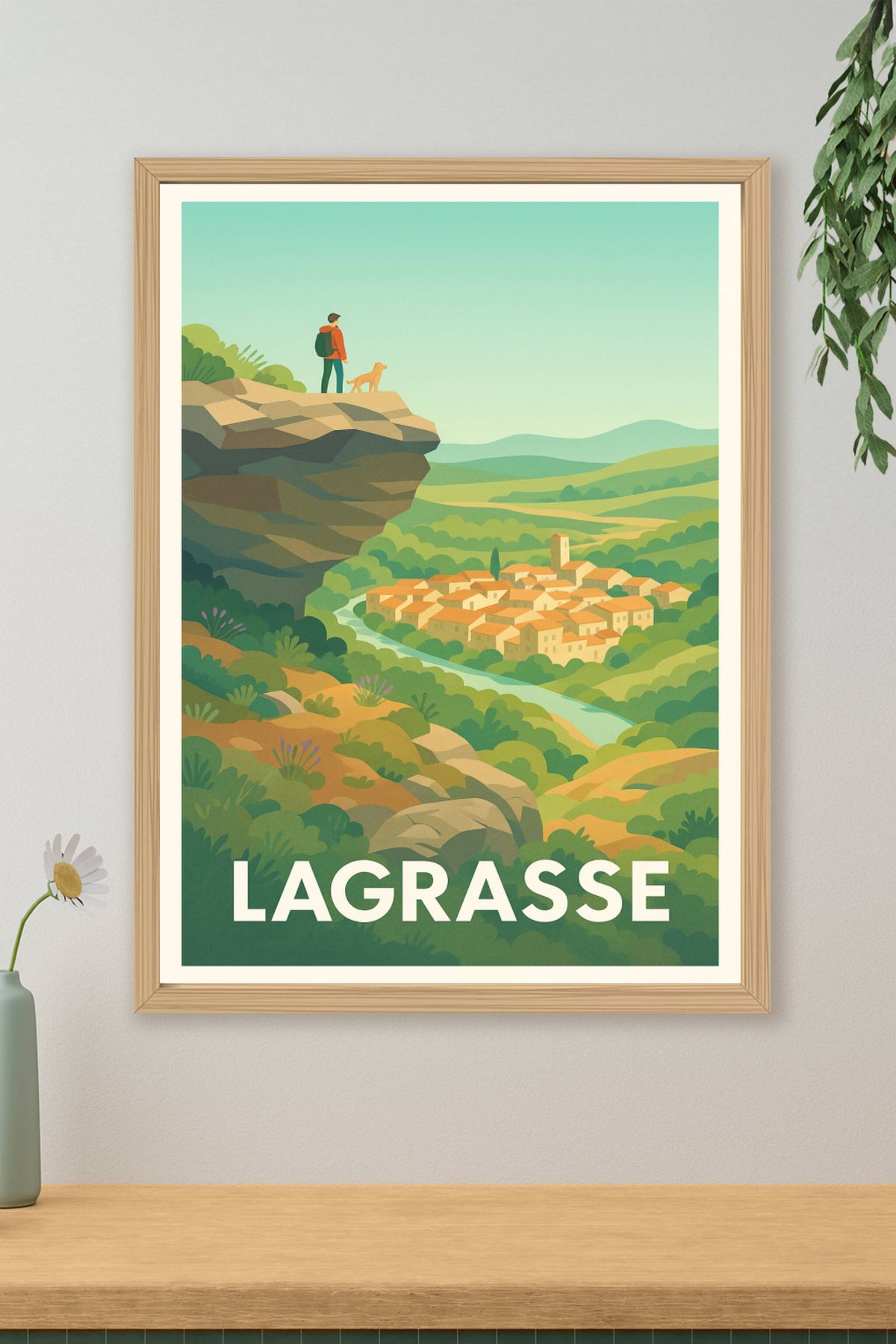 Affiche Lagrasse — Panorama bucolique et aventure en pleine nature · poster d'art de Lagrasse