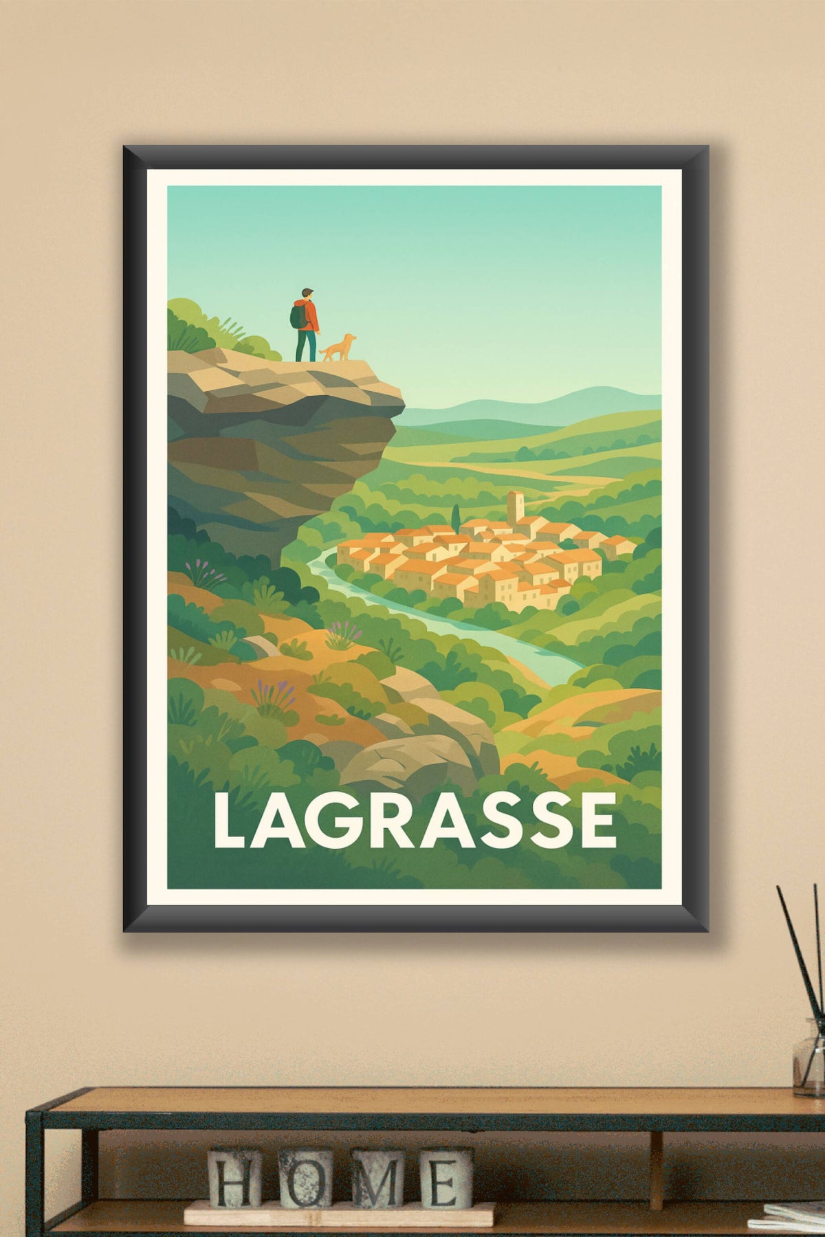 Affiche Lagrasse — Panorama bucolique et aventure en pleine nature · poster d'art de Lagrasse